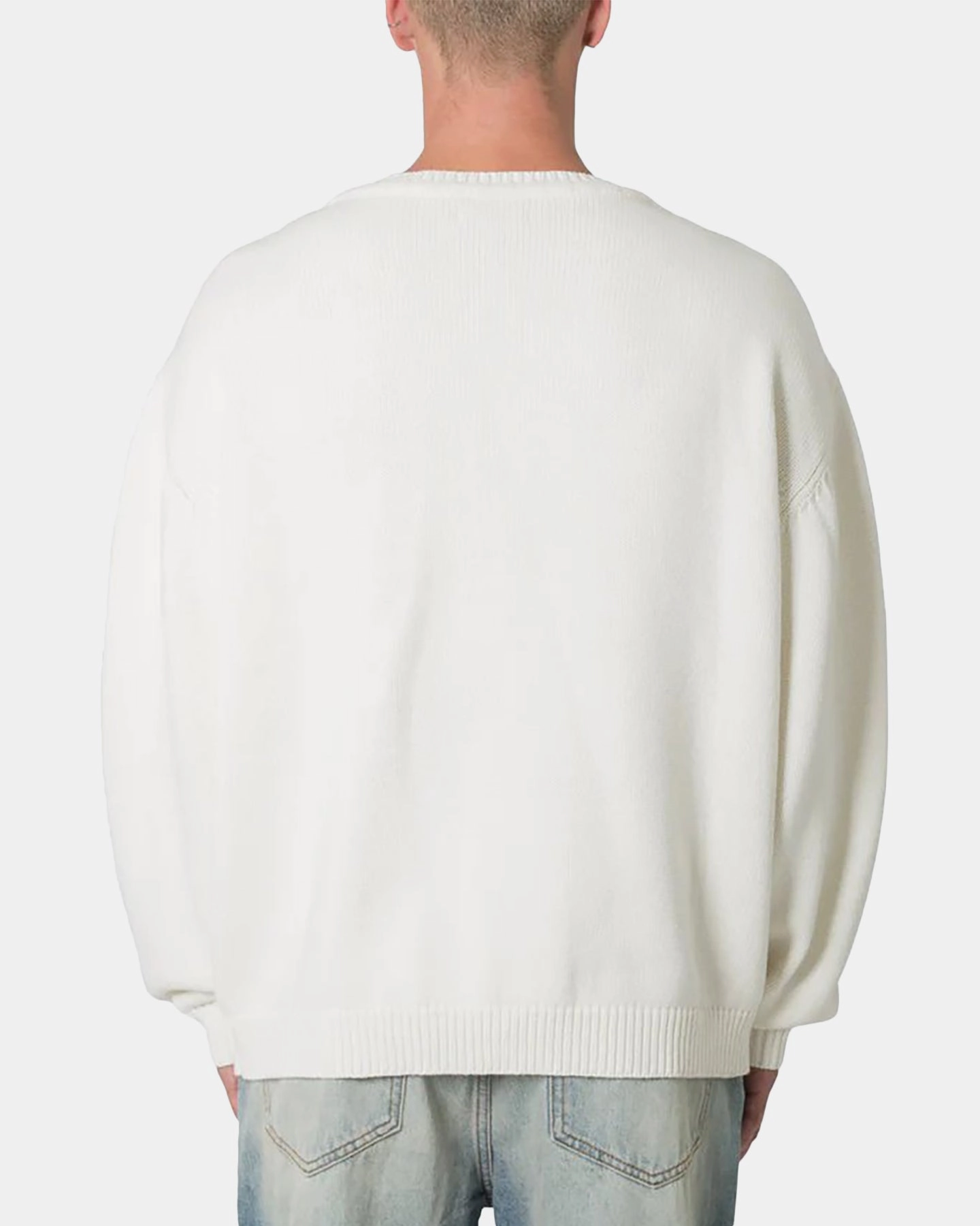 MNML Varsity Knit Sweater Off White Lightweight Layering Option