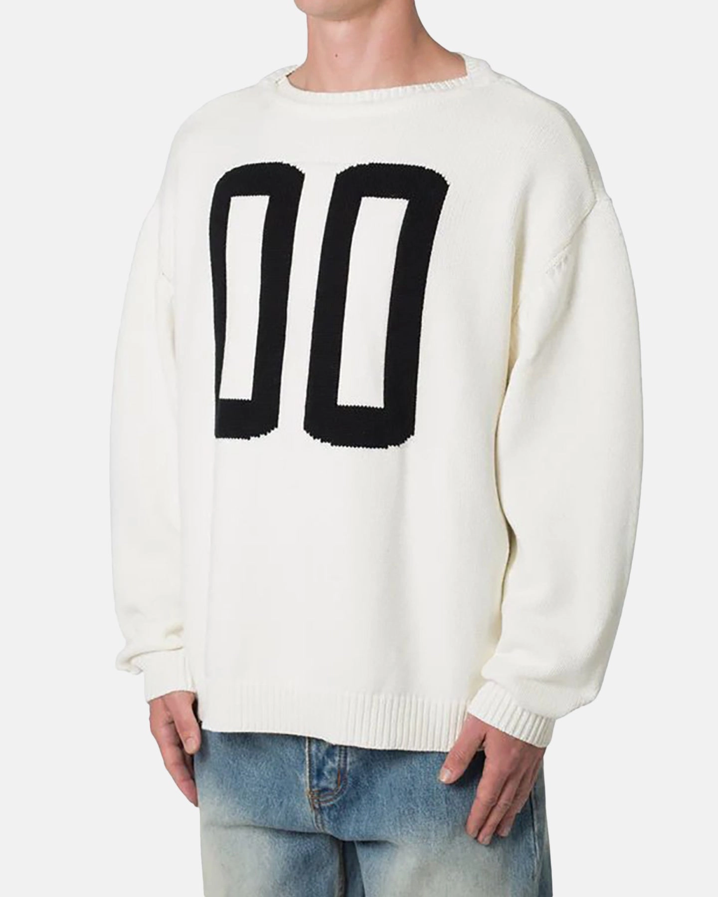 MNML Varsity Knit Sweater Off White Yarn Dyed Pattern Cloth NonChafing Fabric