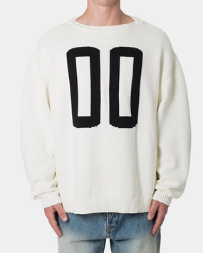 AbrasionResistant Finish MNML Varsity Knit Sweater Off White