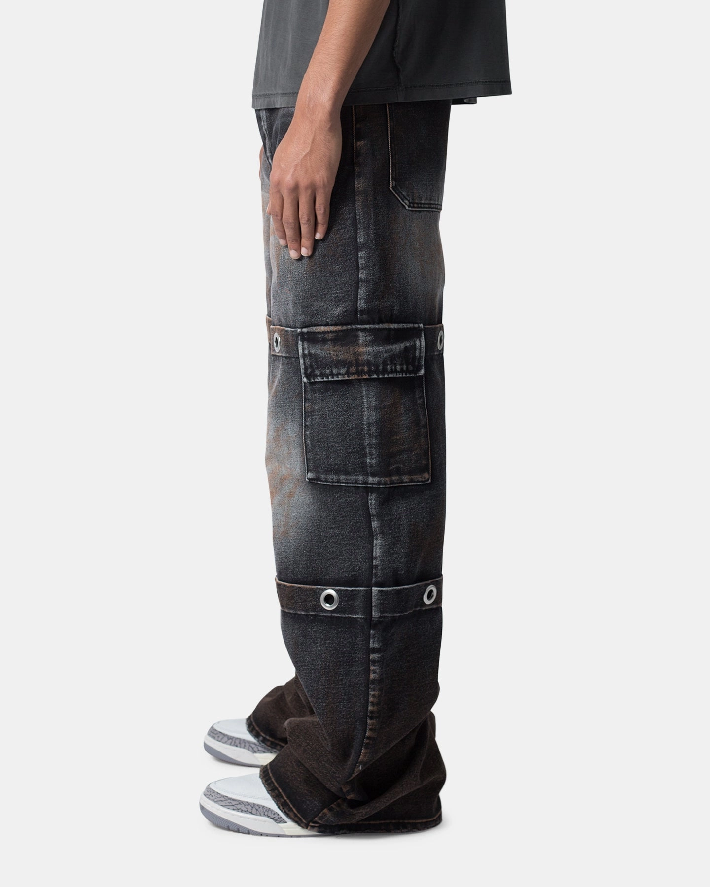 Slim Look MNML Void Baggy Ring Denim Jeans Washed Black