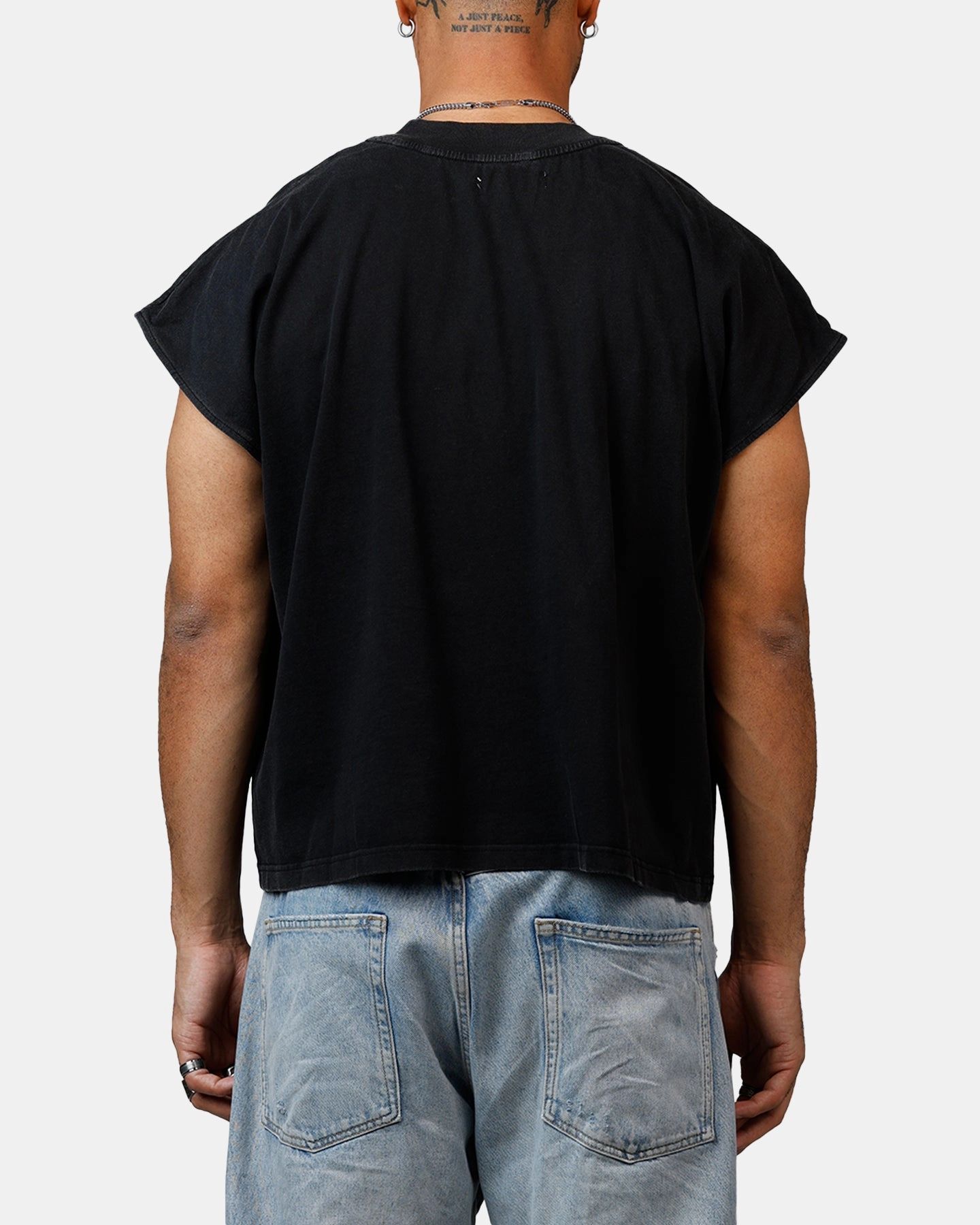 MNML Washed Boxy Tank Top Shirt Washed Black Ribbed Trims