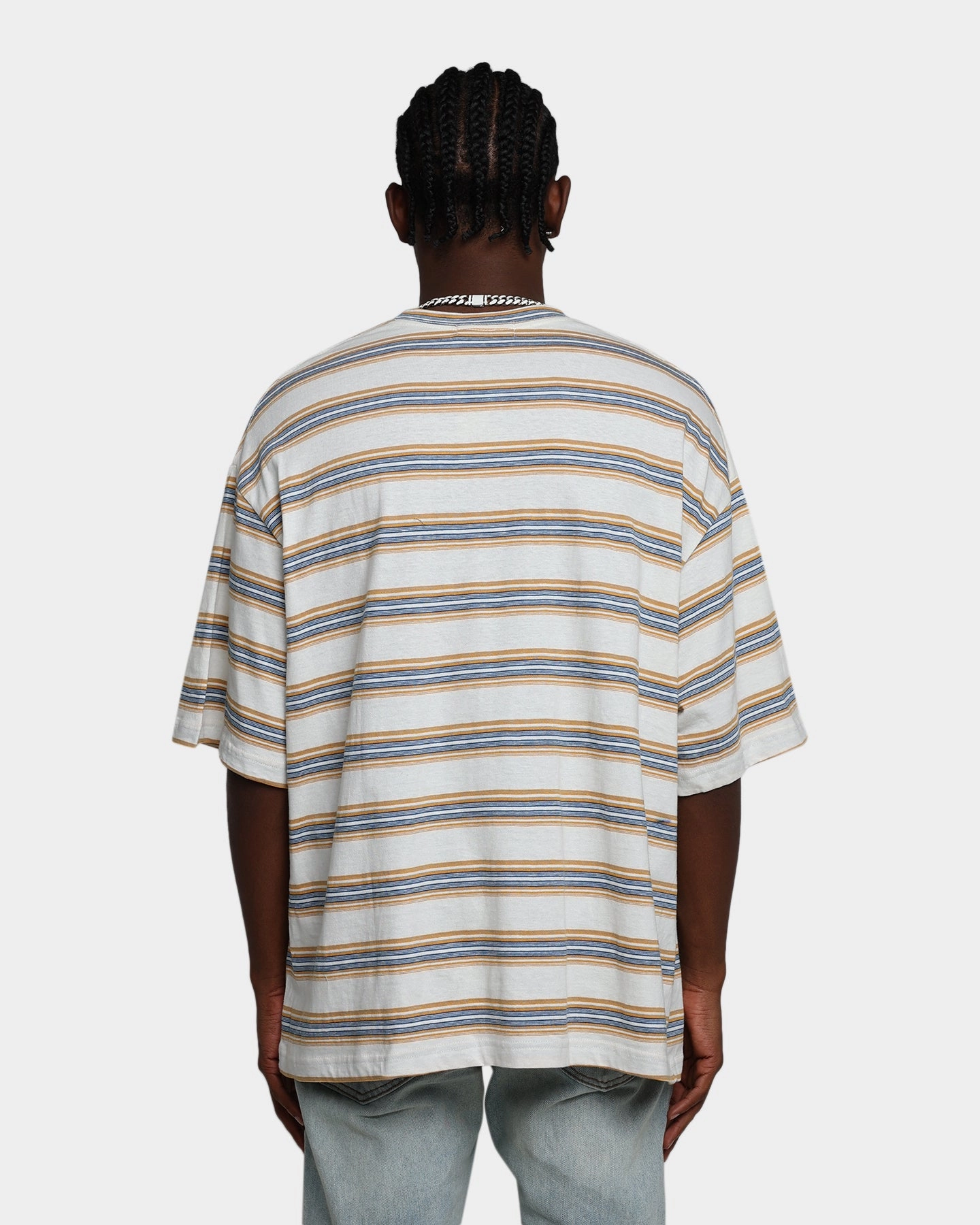 Breathable Design MNML Wide Striped T-Shirt Blue/Yellow