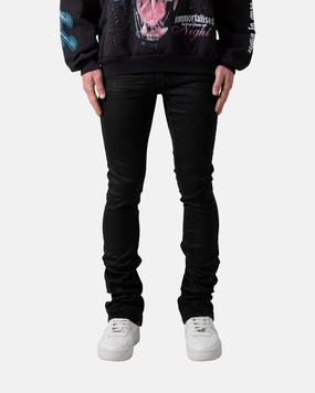 MNML X491 Convertible Skinny Denim Jeans Waxed Black Seamless construction