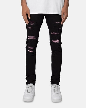 MNML X555 Crystal Skinny Denim Jeans Black/Pink Chilly Day Layers