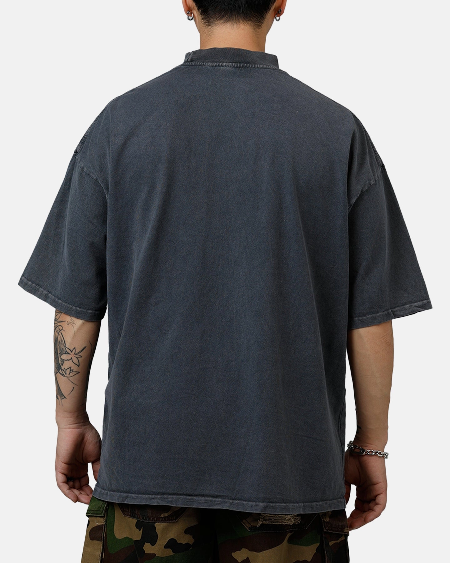 Culture Kings Everyday Mock Neck T-Shirt Washed Charcoal ReinforcedStitching ReinforcedHem