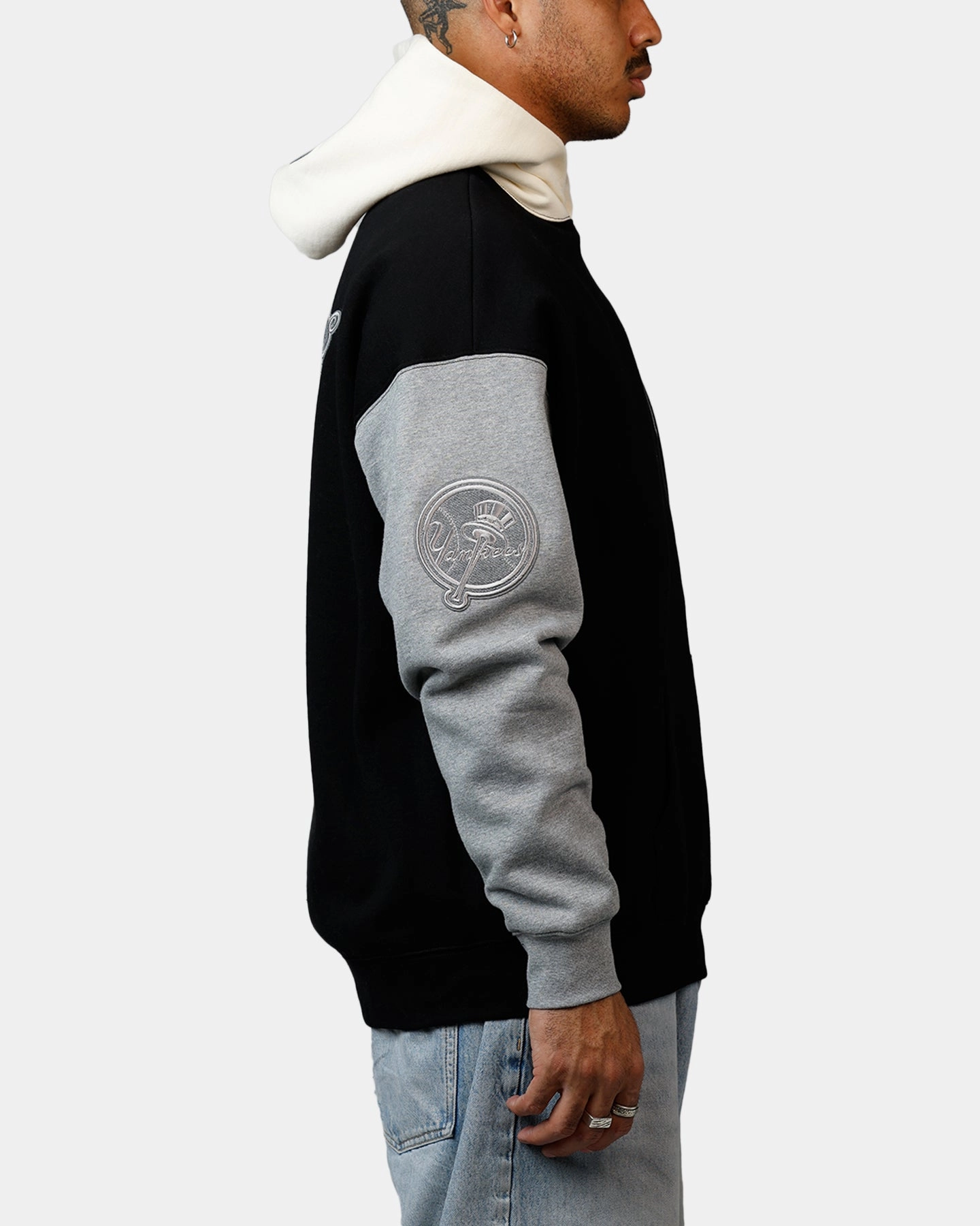 Snag Proof Weave Pro Standard New York Yankees Reverse French Terry Hoodie Black/Grey