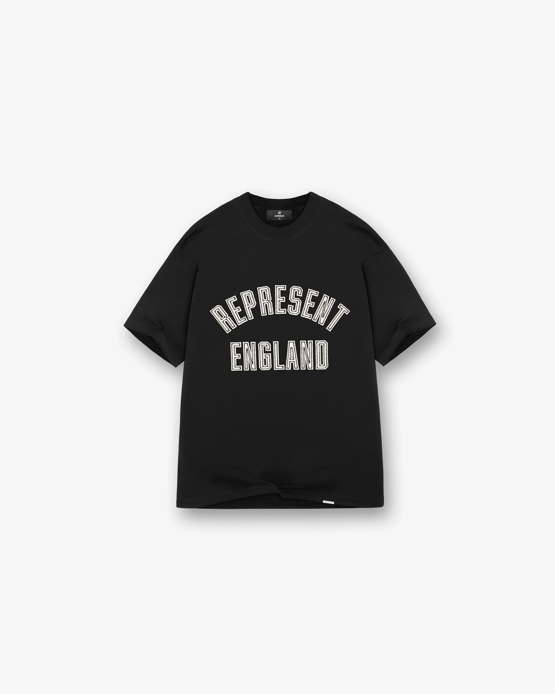 No Shrink Technology England Applique T-Shirt - Jet Black