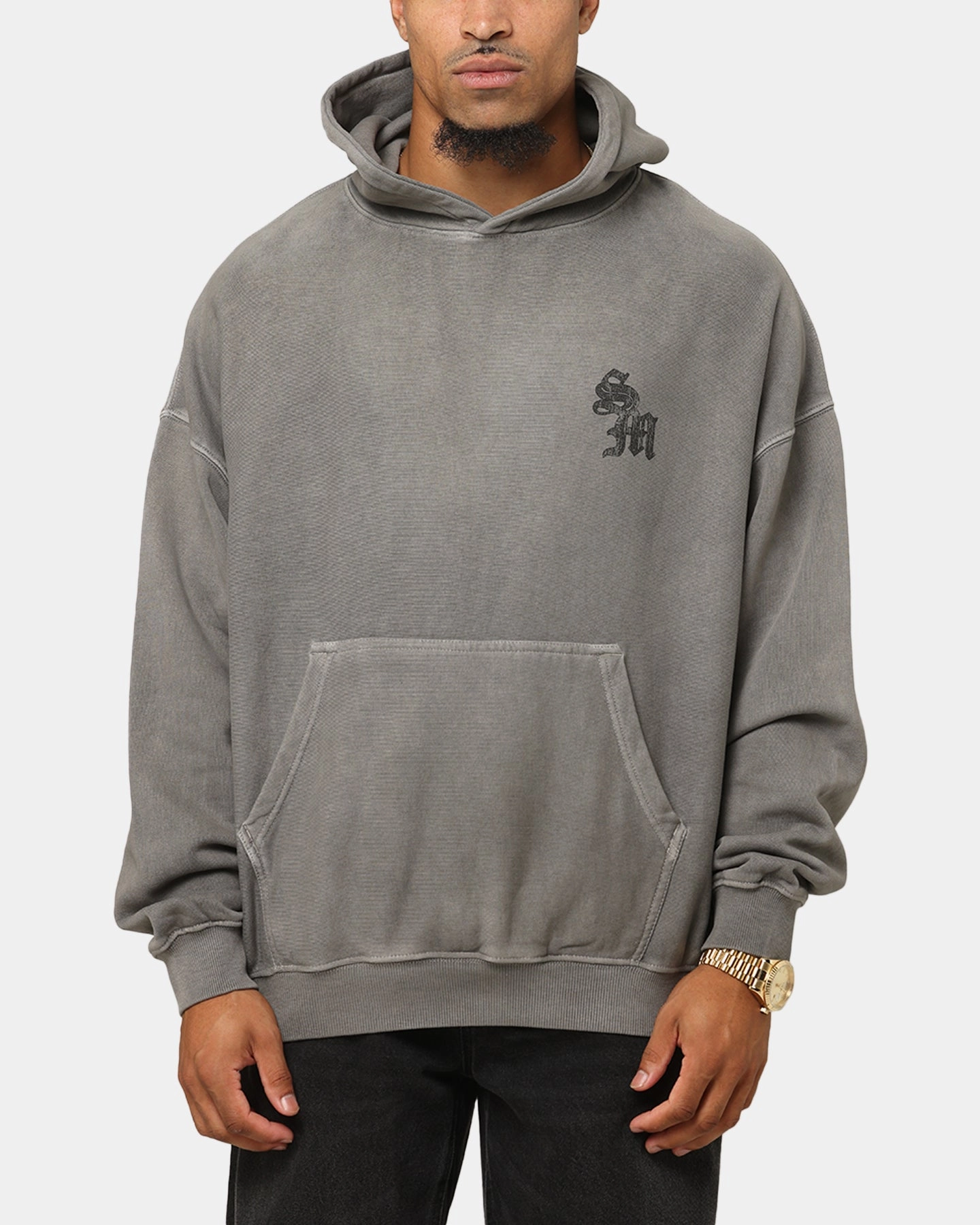 Saint Morta Nothing Is Forever Boxy Hoodie Washed Charcoal Hot Weather ConvertibleSleeves