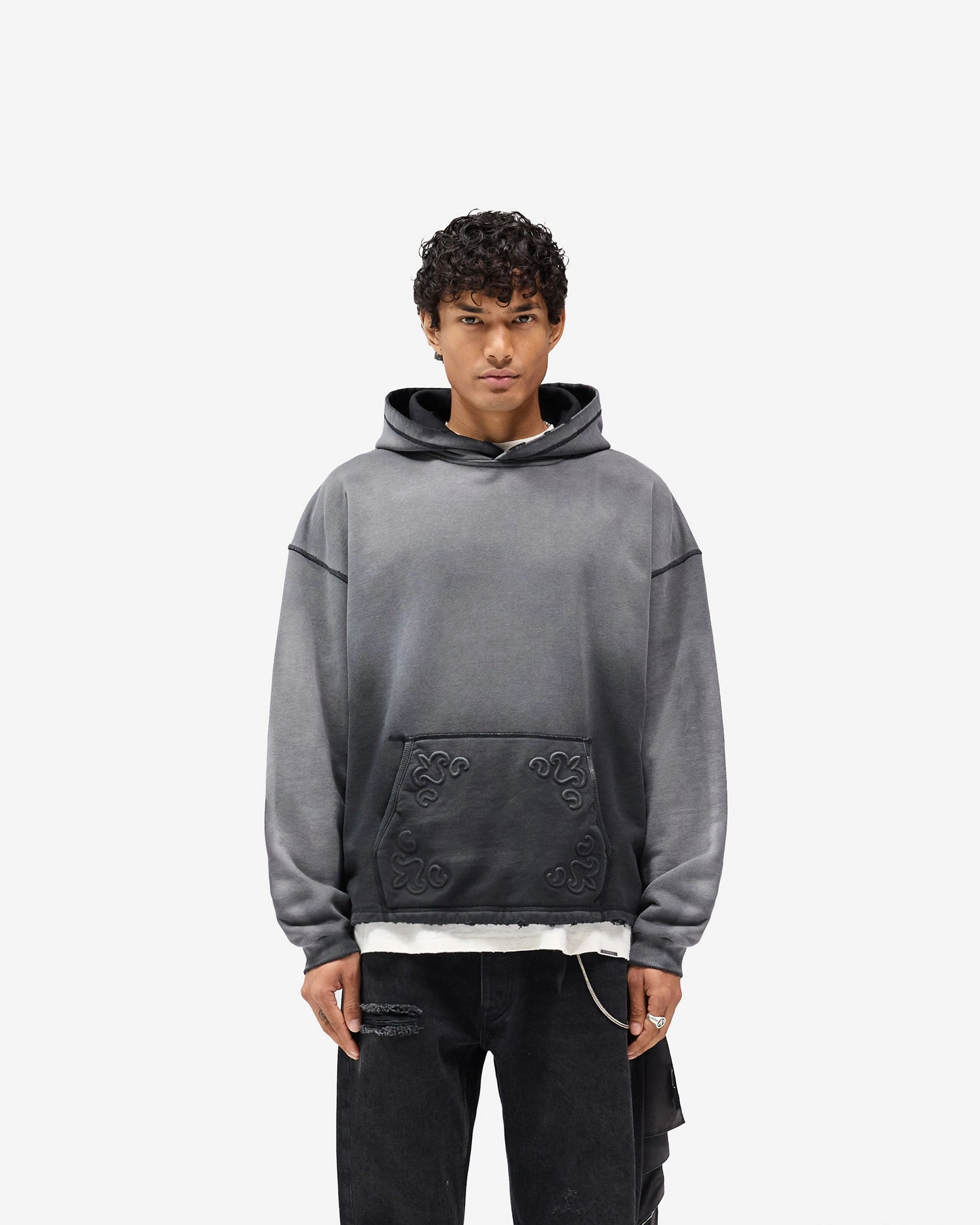 Represent X Hunter Hoodie - Stained Black Hiking Appropriate