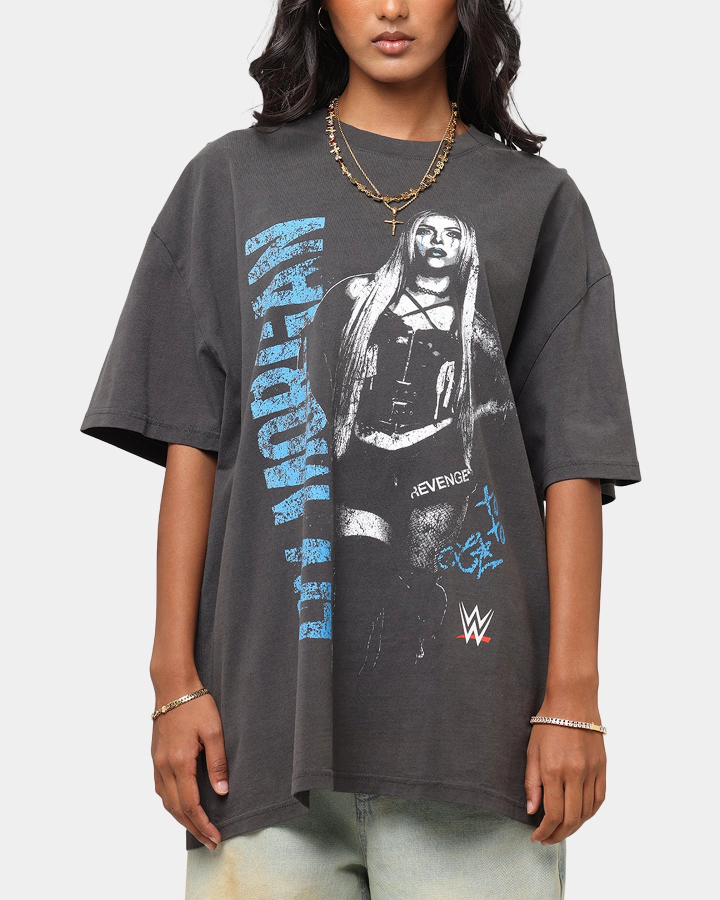 Culture Kings X WWE Liv Morgan Heavyweight T-Shirt Black Wash Stretch Woven Material