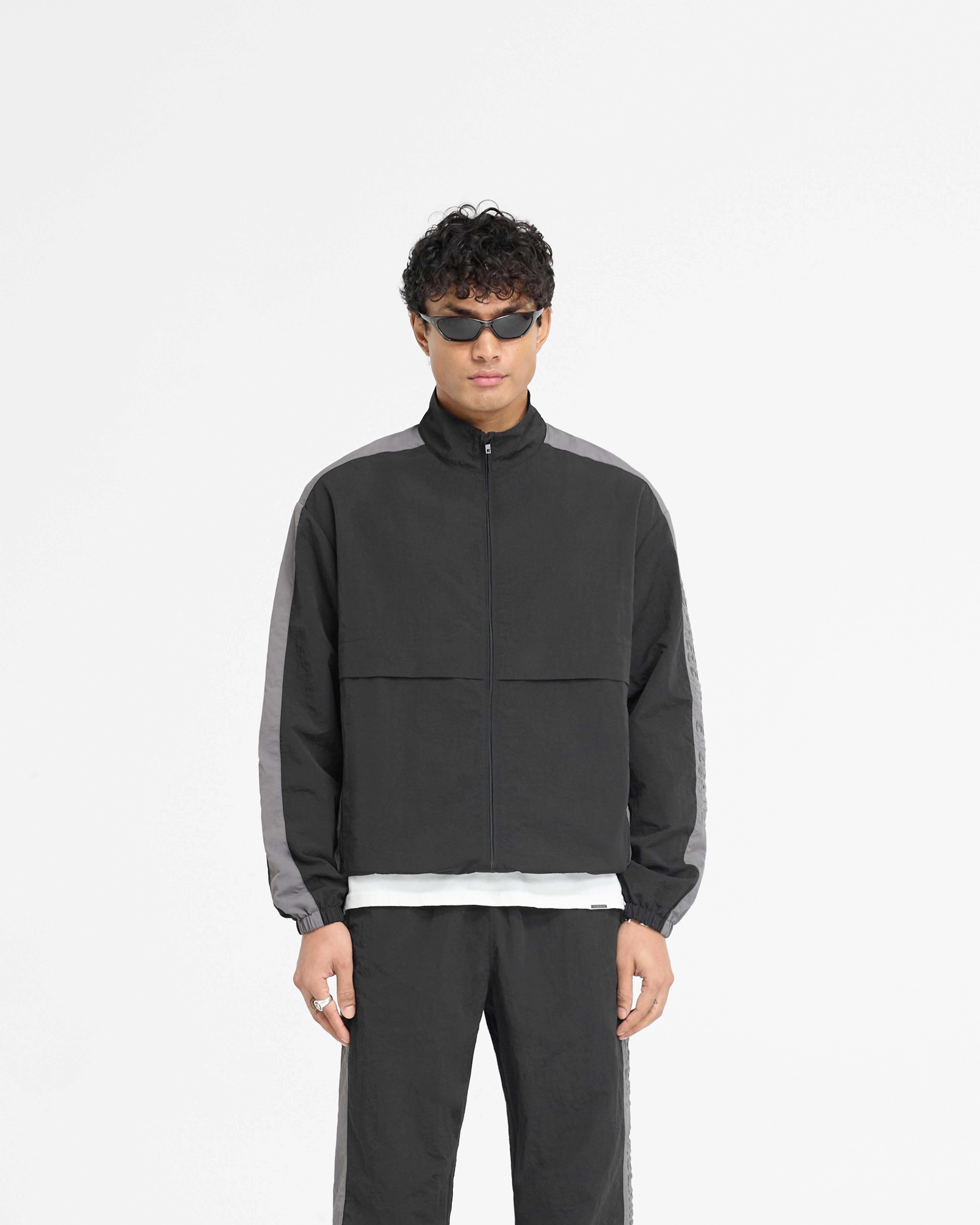 Nylon Track Jacket - Black Lightweight Packability