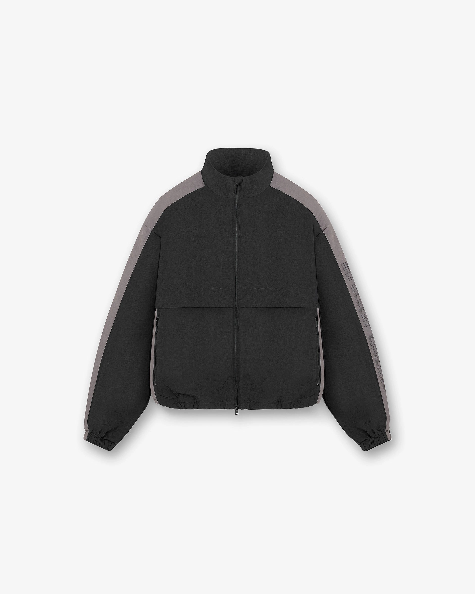 Nylon Track Jacket - Black Moisture Wicking Layer City Wear