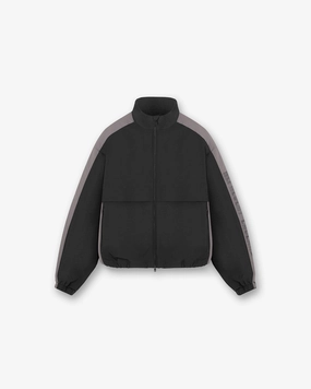 Nylon Track Jacket - Black Moisture Wicking Layer City Wear