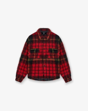 Comfortable Look Mohair Overshirt - Red Check
