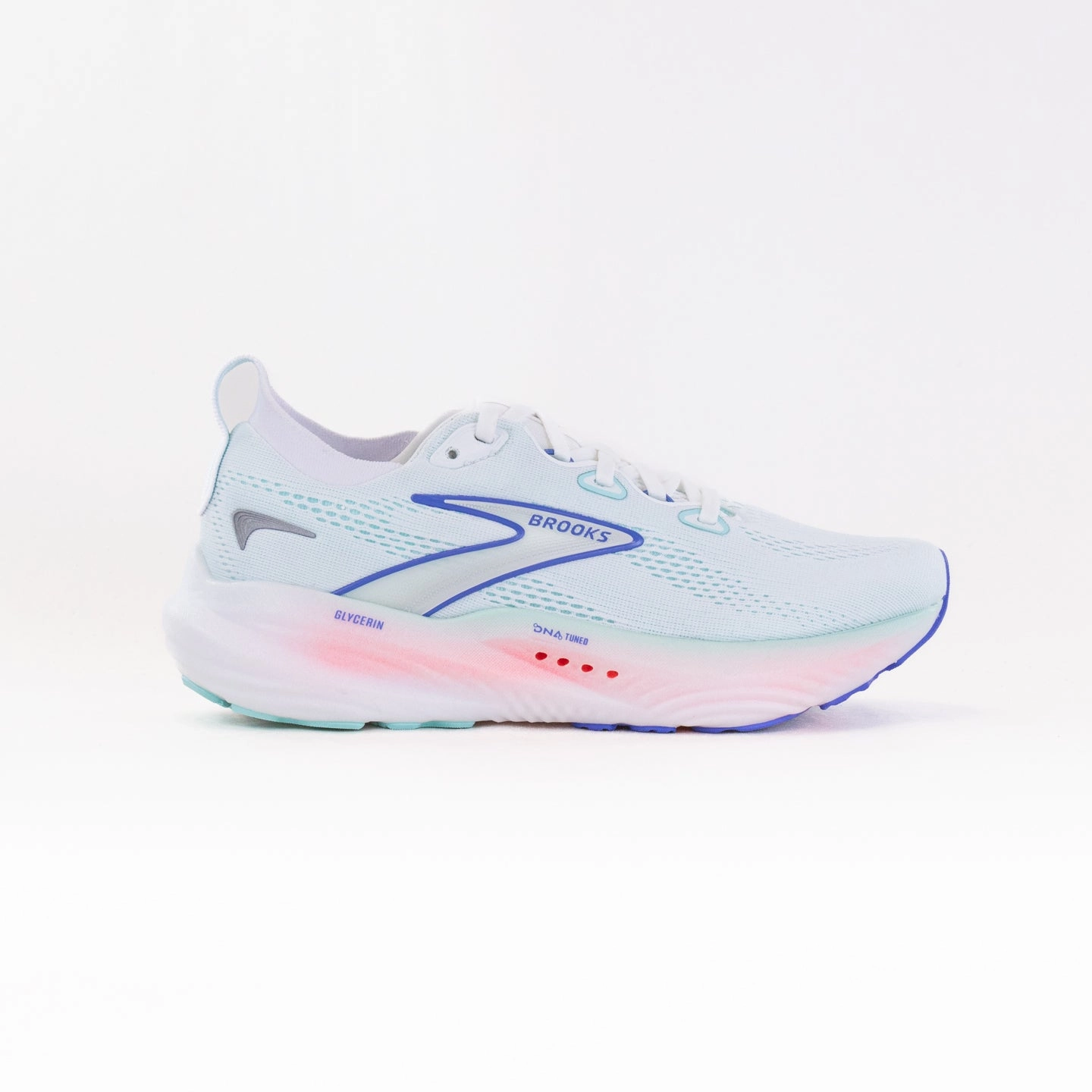 running experience Sweat Resistant Brooks Glycerin 22 (Women's) - White/Limpet Shell/Amparo Blue