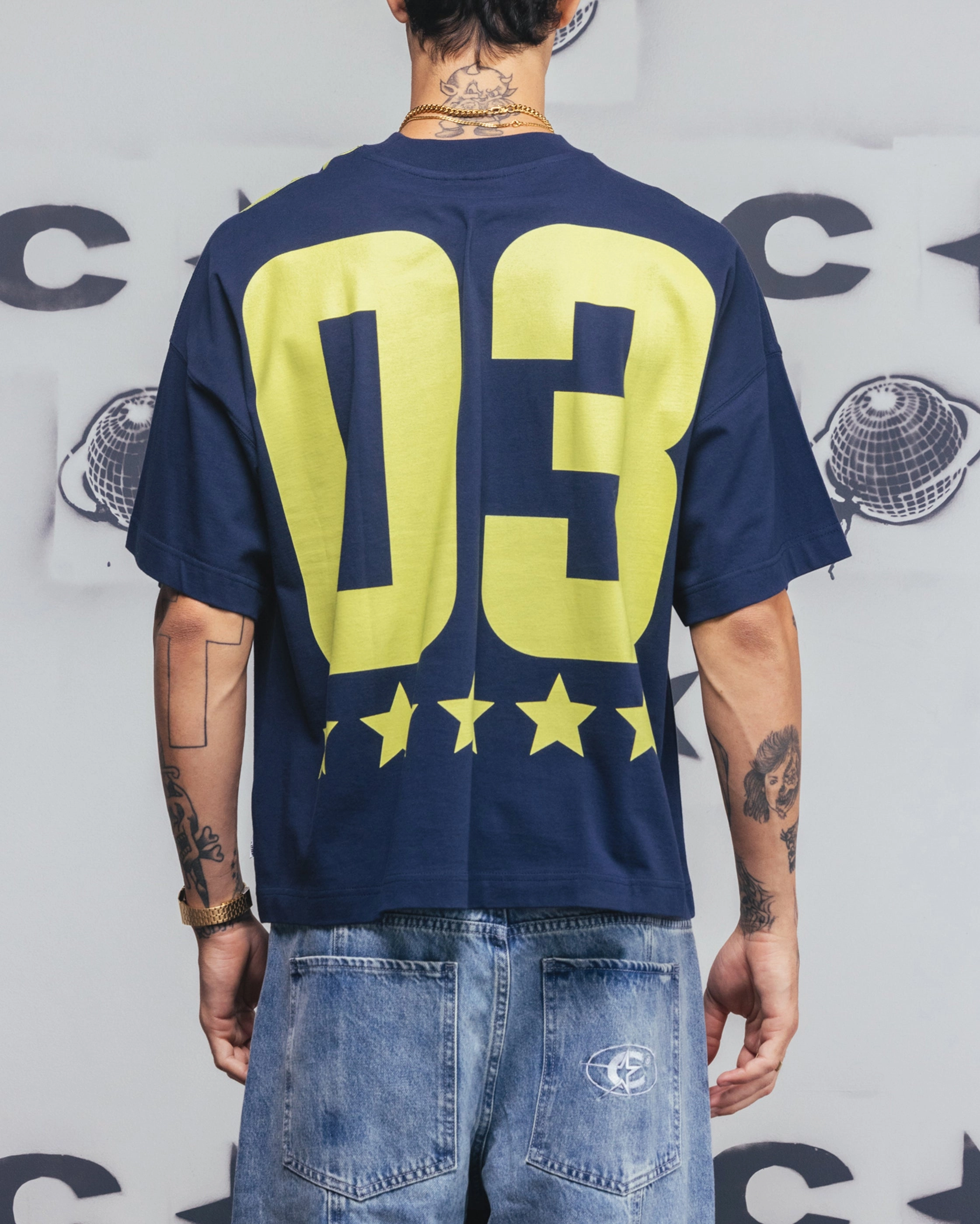 Carre Rally T-Shirt Navy/Yellow EcoFriendly Dye Process Temperature Regulating Fibers