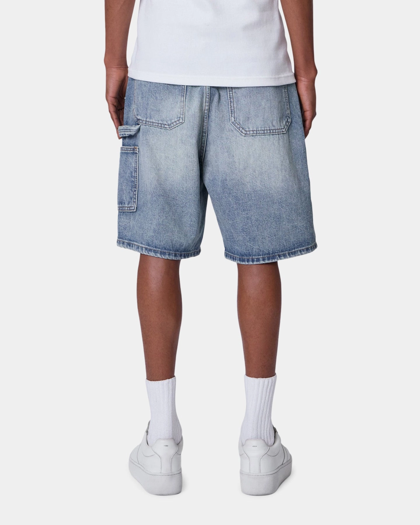 DoubleLayeredHem MNML Double Western Jewel Denim Shorts Blue