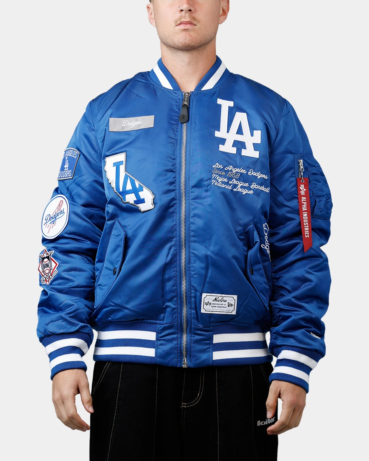 Fleece Inside New Era X Alpha Series X MLB Los Angeles Dodgers MA-1 Bomber Jacket Dark Royal