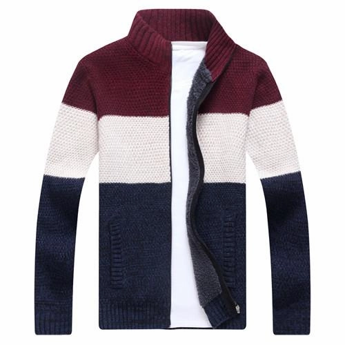Chunky Cable Pattern West Louis? Fashion Striped Knitted Male Sweater