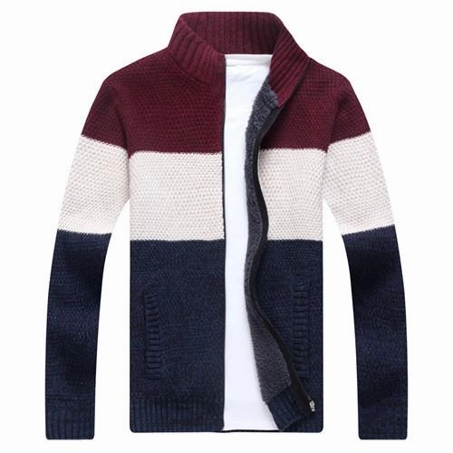 Relaxed Warmth Home Outfit West Louis? Fashion Striped Knitted Male Sweater