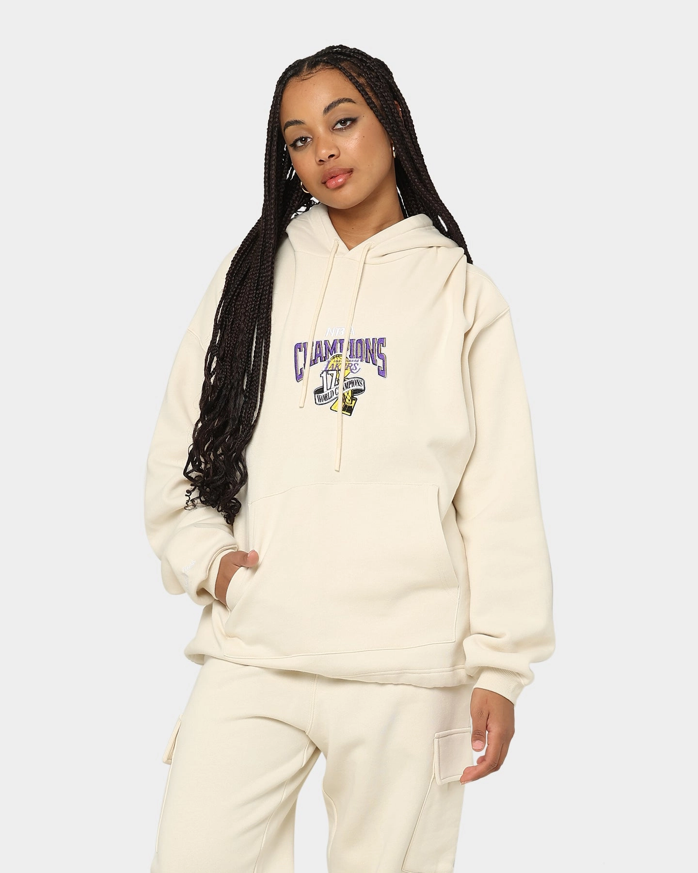 Mitchell & Ness Los Angeles Lakers Anniversary Hoodie Khaki Recycled Polyester Blend