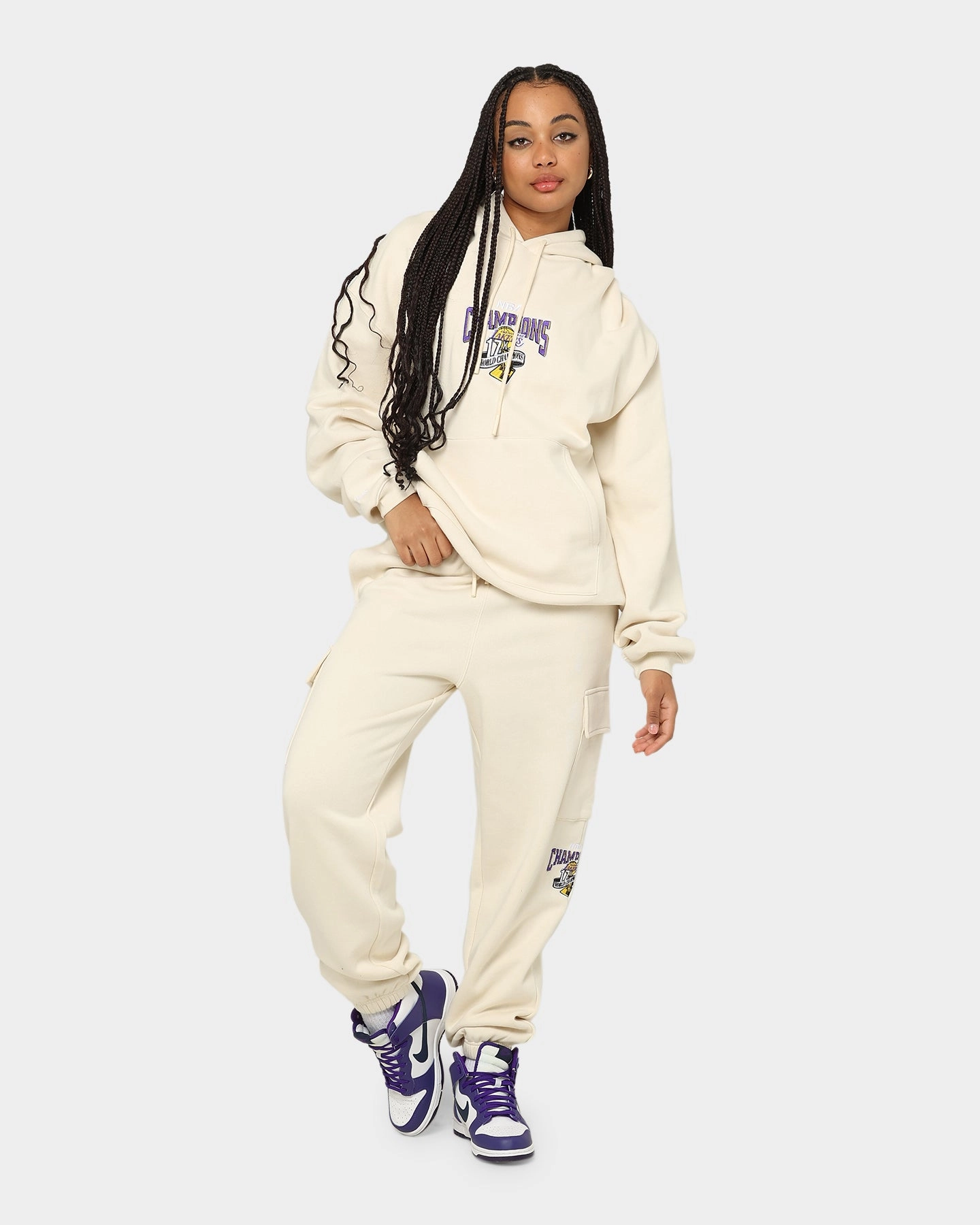 Mitchell & Ness Los Angeles Lakers Anniversary Hoodie Khaki Minimalist Detailing Summer Dress