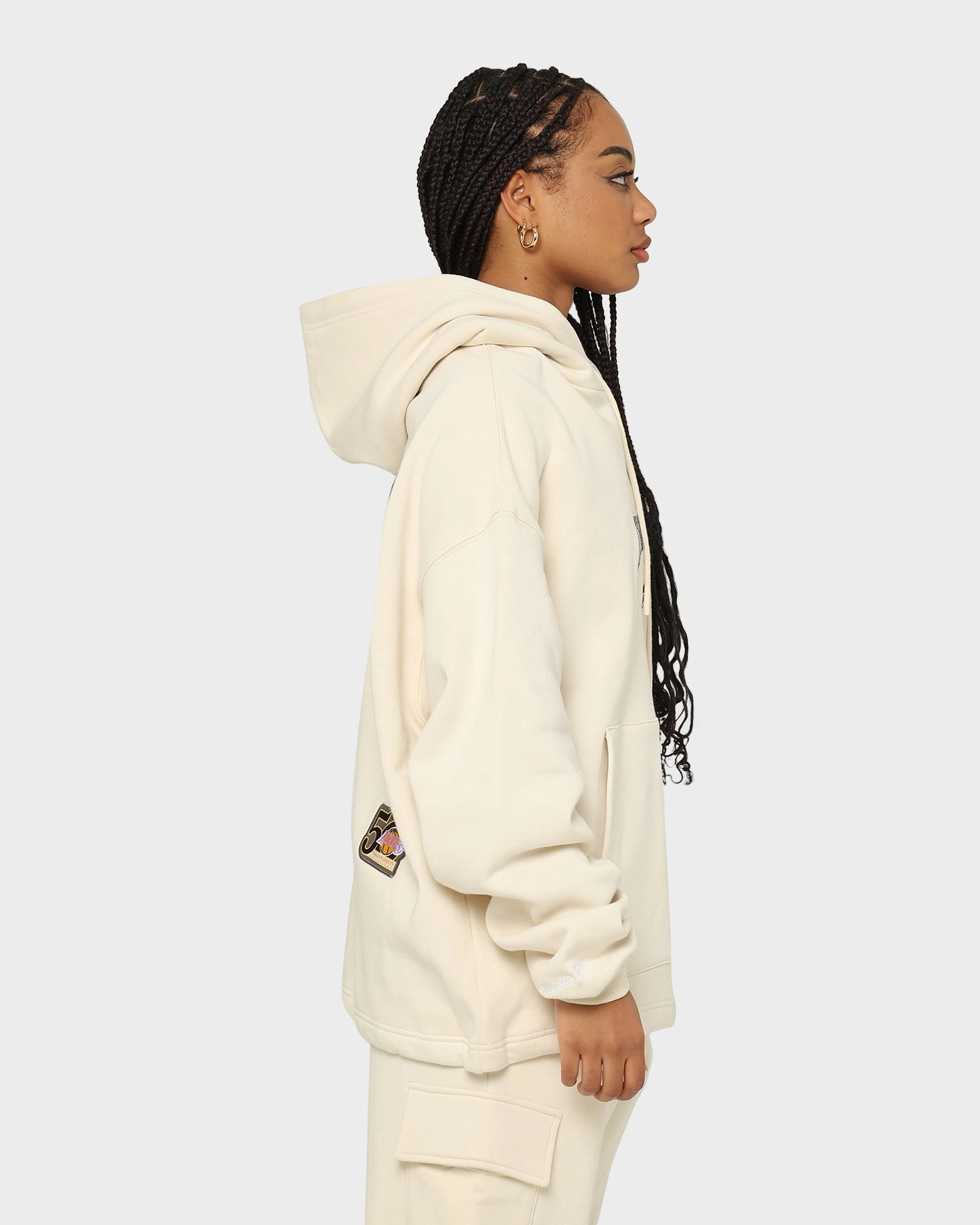 Minimalist Cuff Reflective Detailing Mitchell & Ness Los Angeles Lakers Anniversary Hoodie Khaki