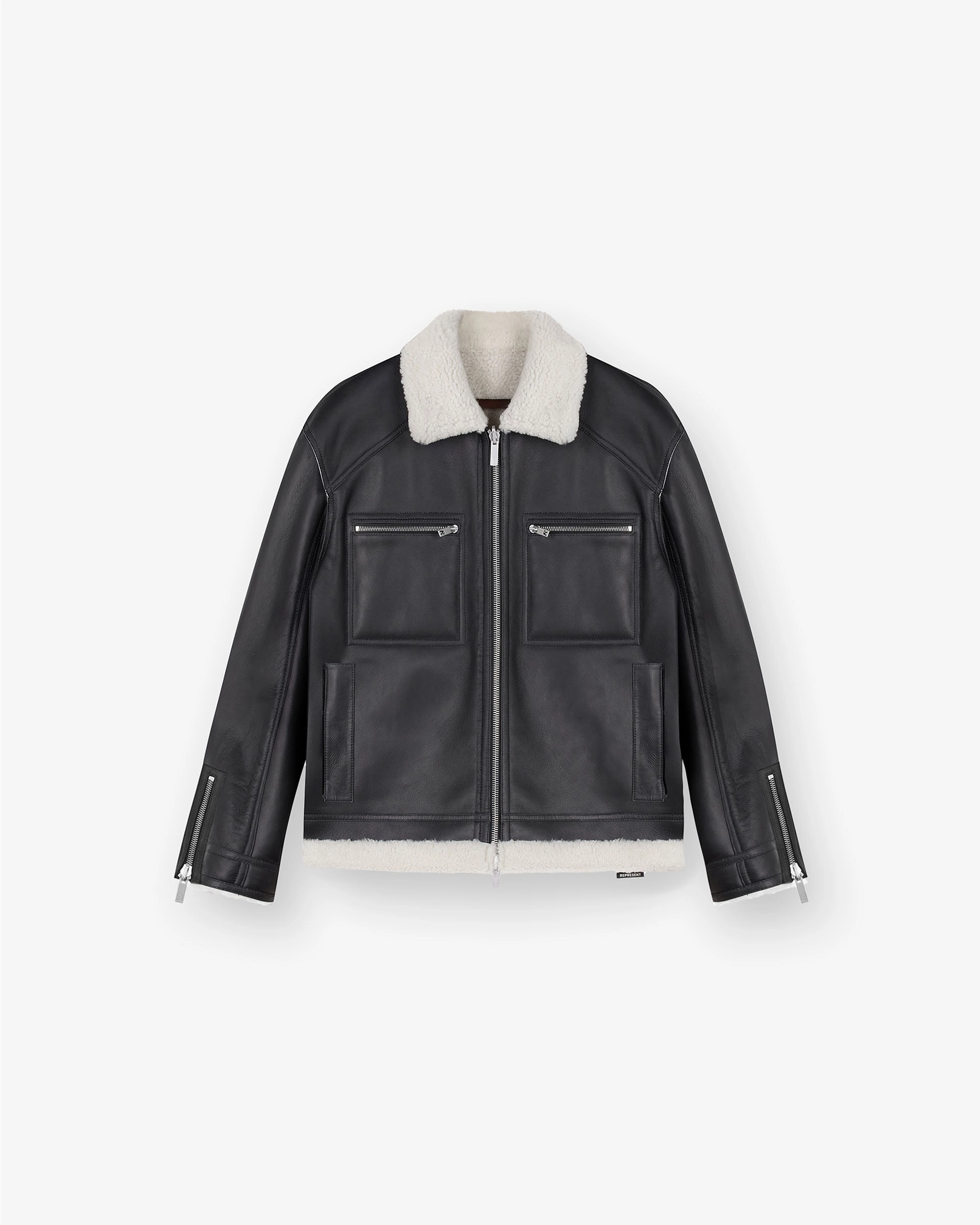 Travel Street Style Reversible Shearling Jacket - Black