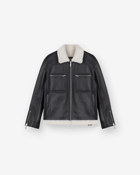 Travel Street Style Reversible Shearling Jacket - Black