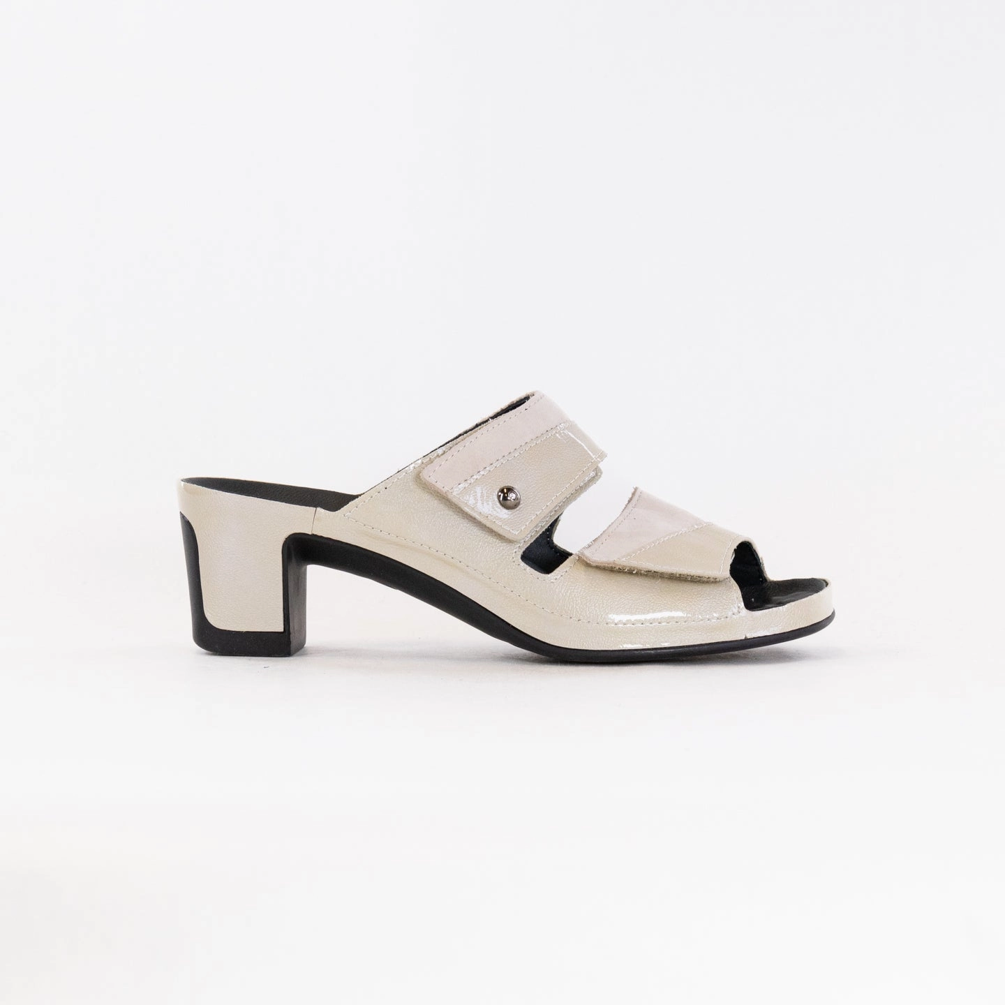 Vacation Trip hollow design Vital Joy Mule Sandal (Women's) - Apache Creme Nubuck/Patent Leather