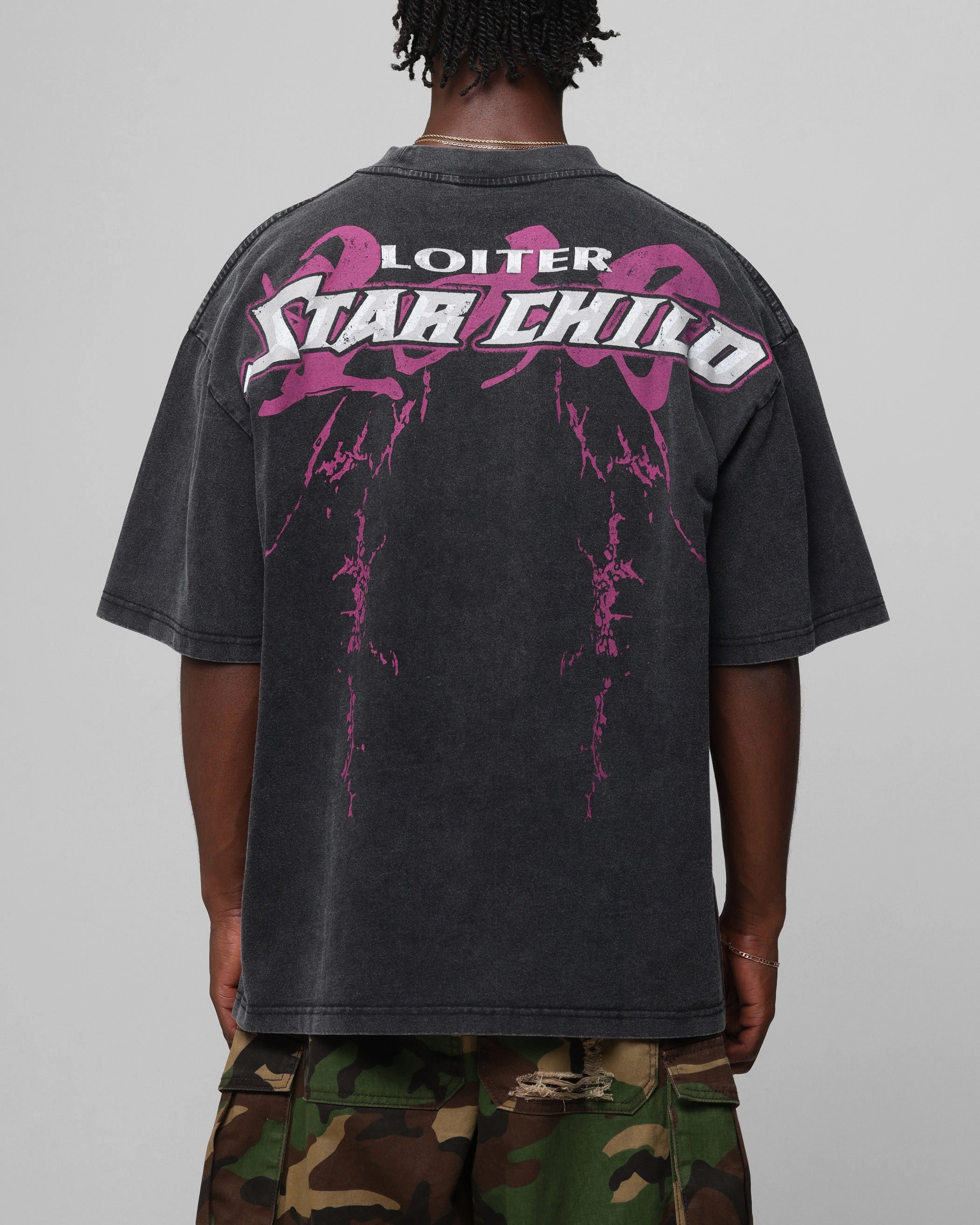 Loiter Midnight Widow Vintage T-Shirt Washed Black High Density Weave