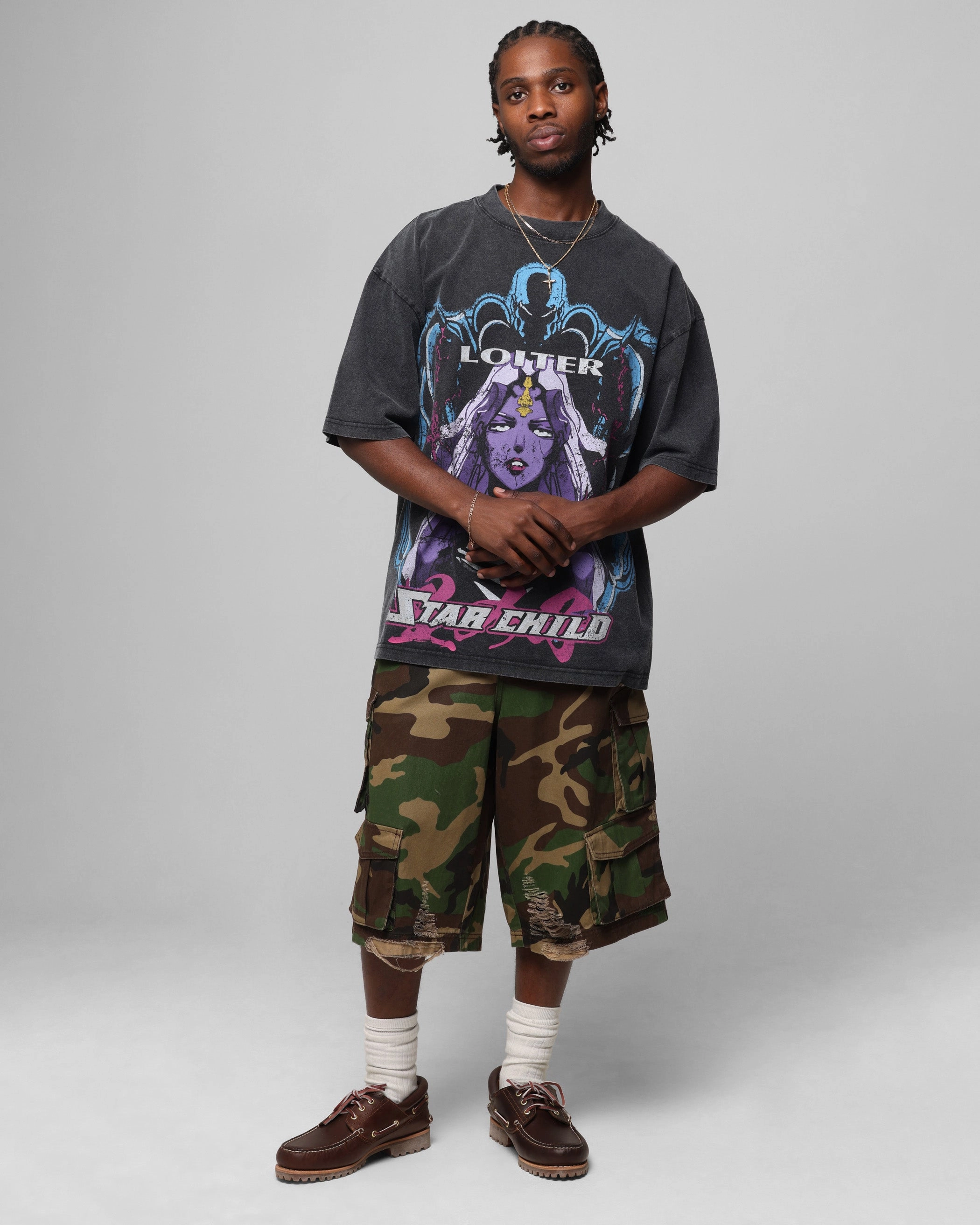 Loiter Midnight Widow Vintage T-Shirt Washed Black Bamboo Fiber Fabric