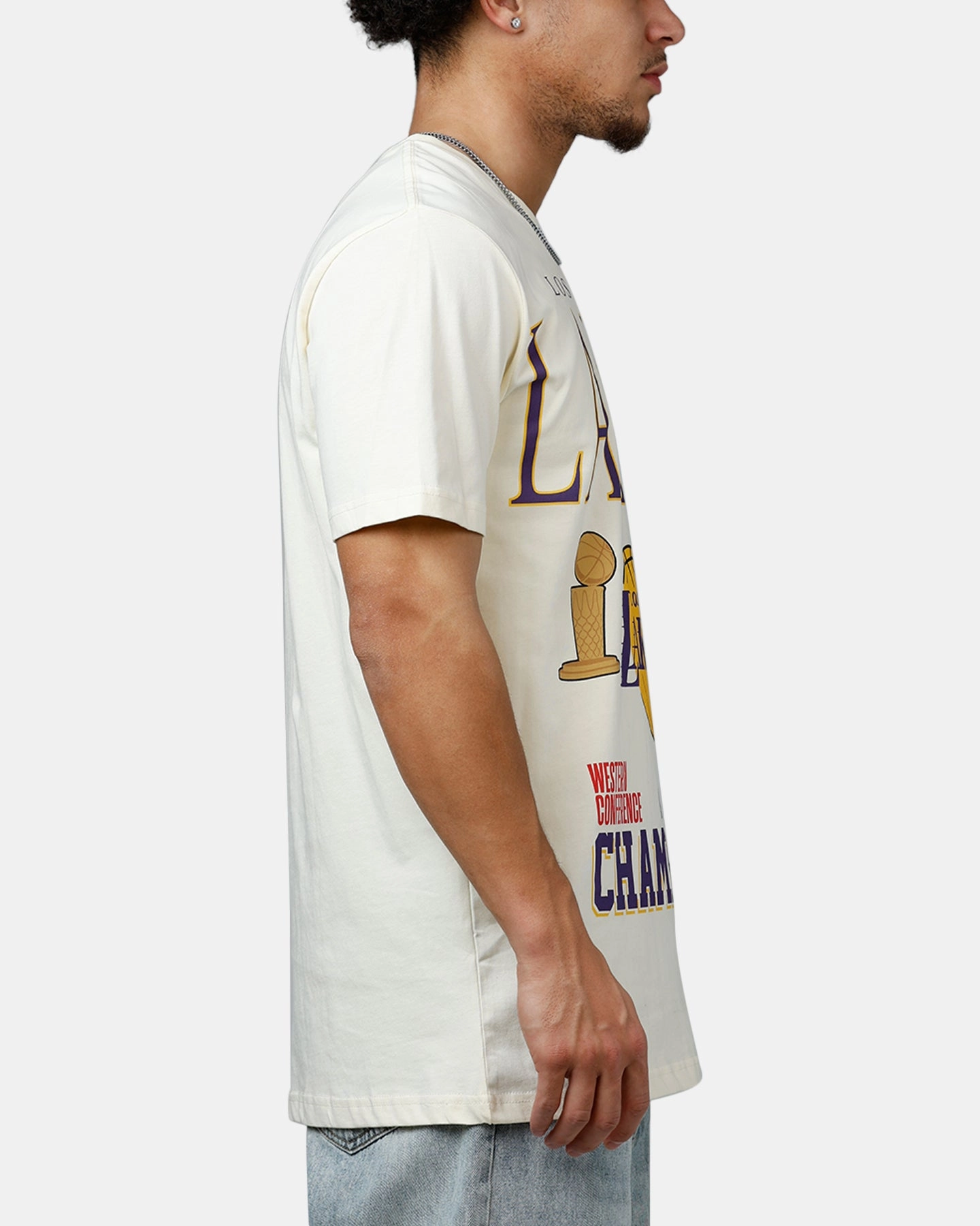 New Era Los Angeles Lakers Vintage Champs T-Shirt White StretchMaterial NonIrritating Seams