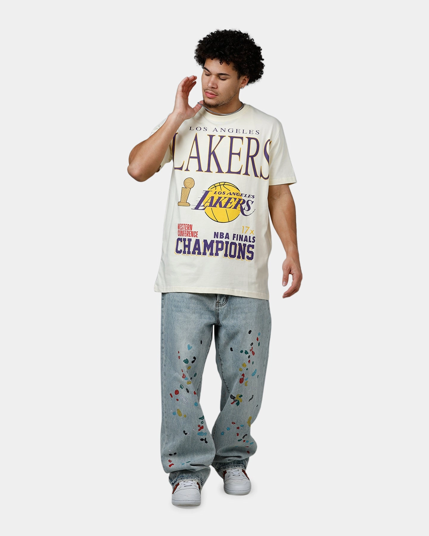 New Era Los Angeles Lakers Vintage Champs T-Shirt White Self Cleaning Coating