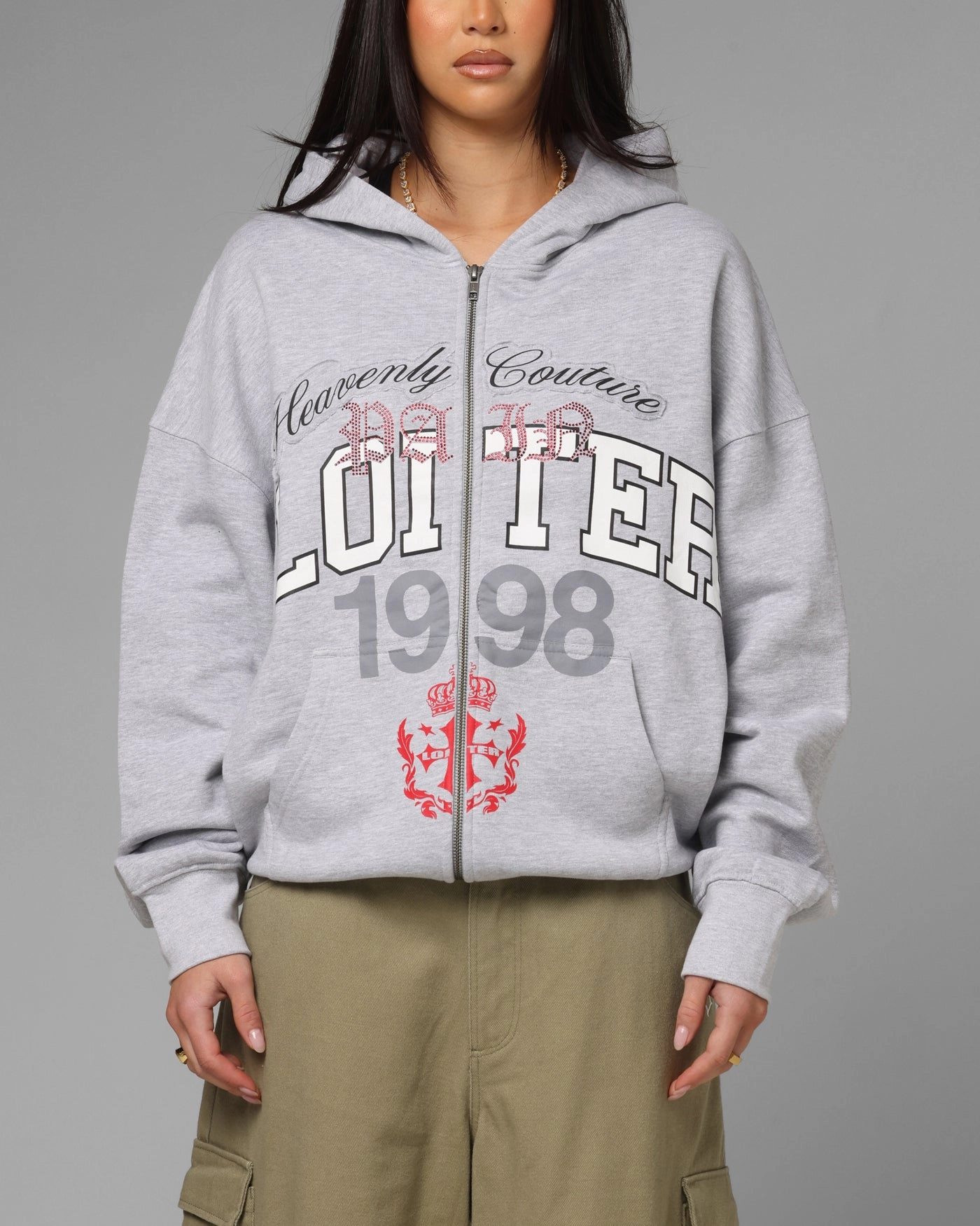 Cool Weather Loiter Drop Out Zip Hoodie Grey