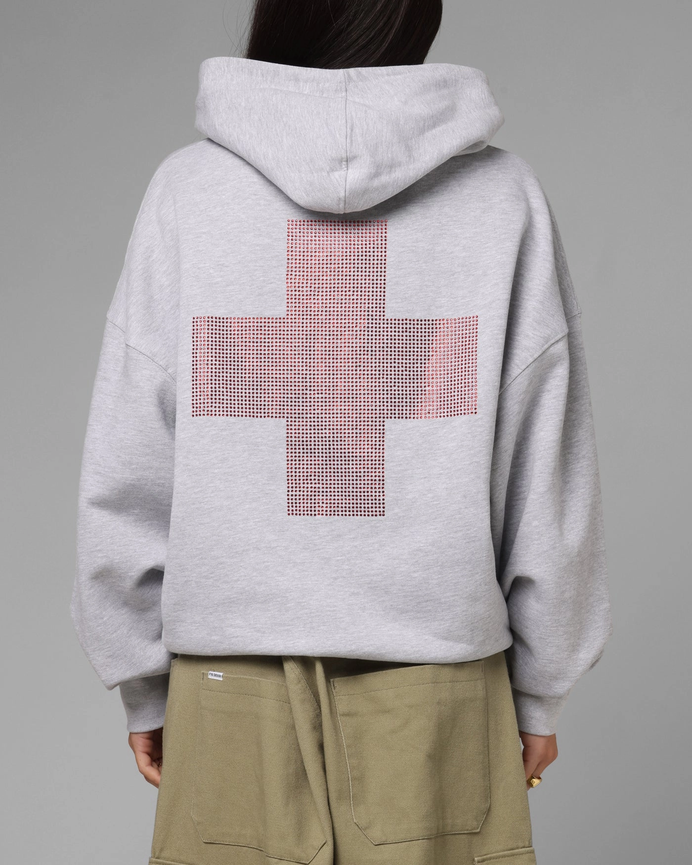 Loiter Drop Out Zip Hoodie Grey Curved Hem Design