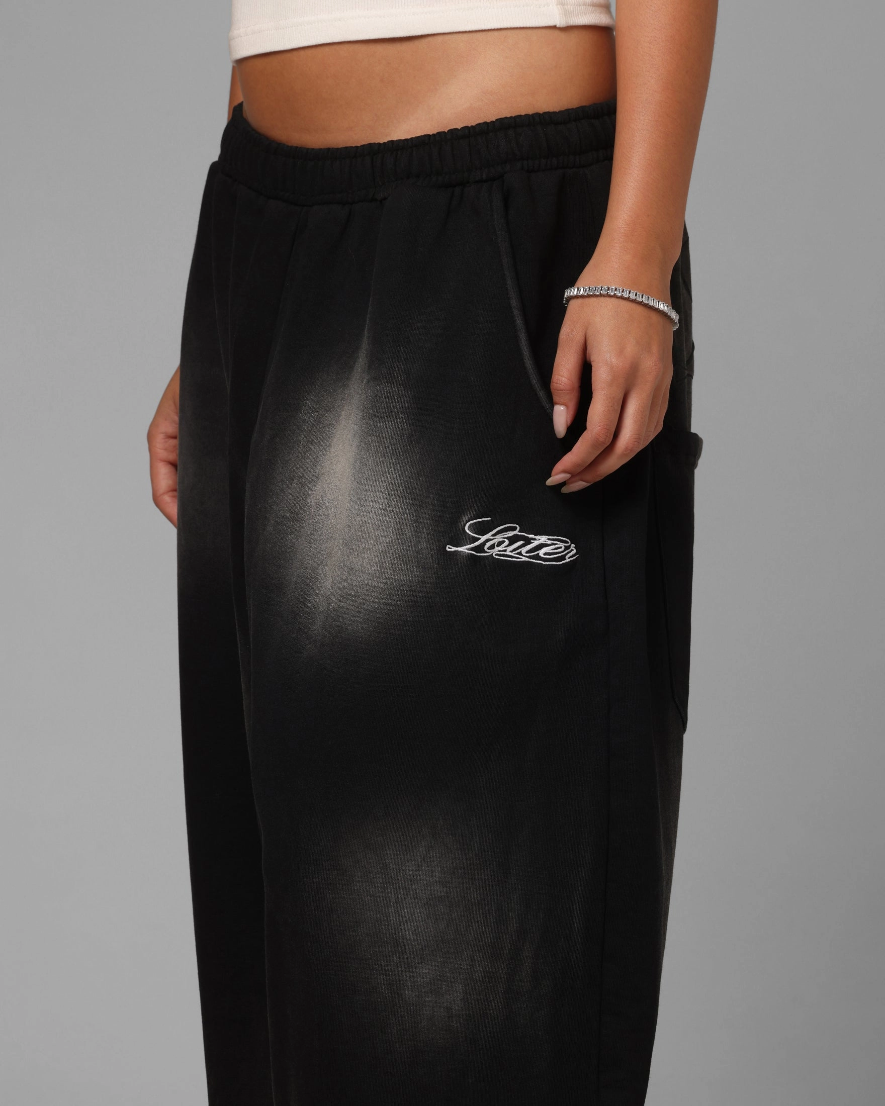 Loiter Purity Sweatpants Washed Black Athletic Comfort Performance Design