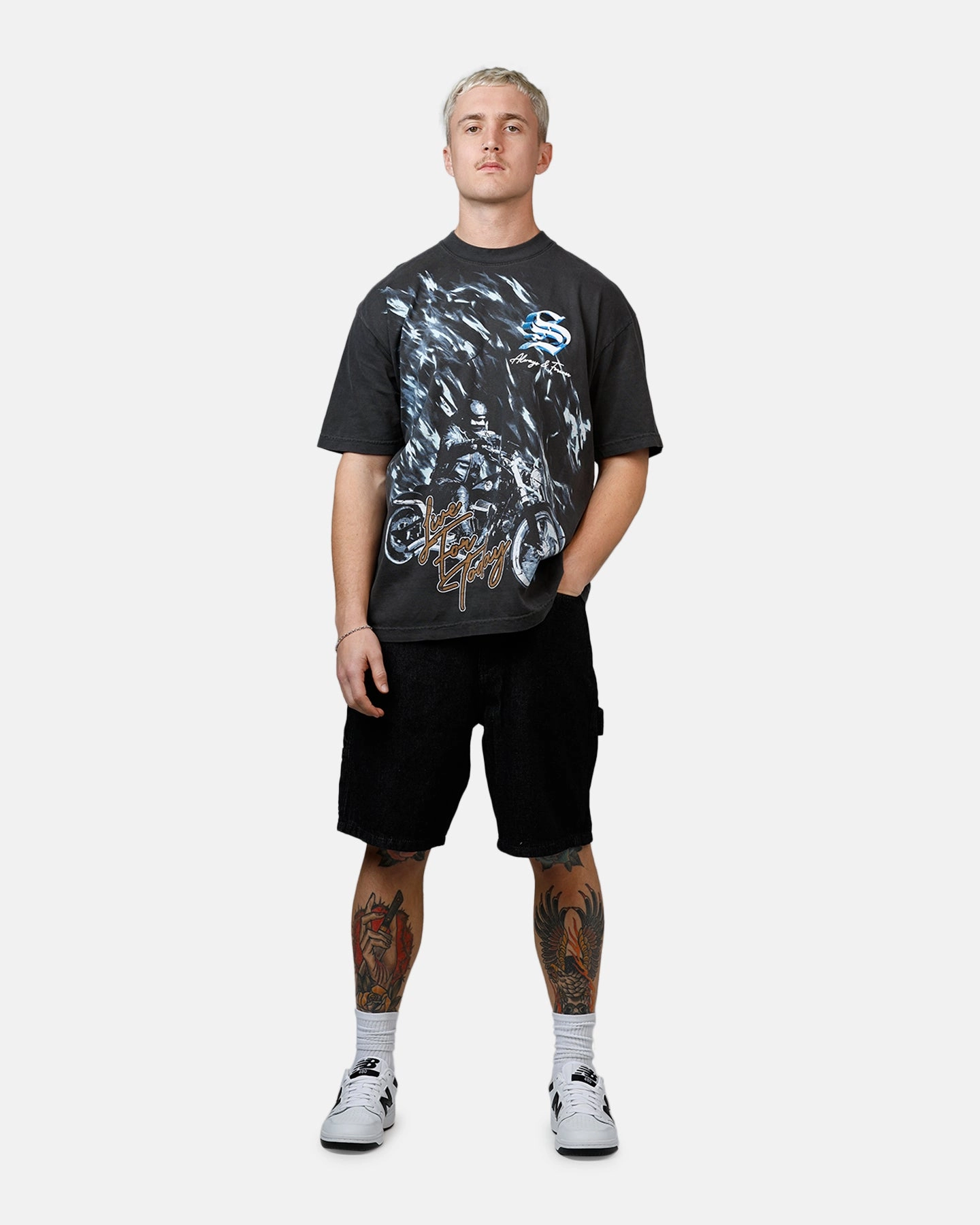 Chic Cardigan PreWashed Sworn To Us Ride Strong 'Outlaw Spirit' T-Shirt Washed Black