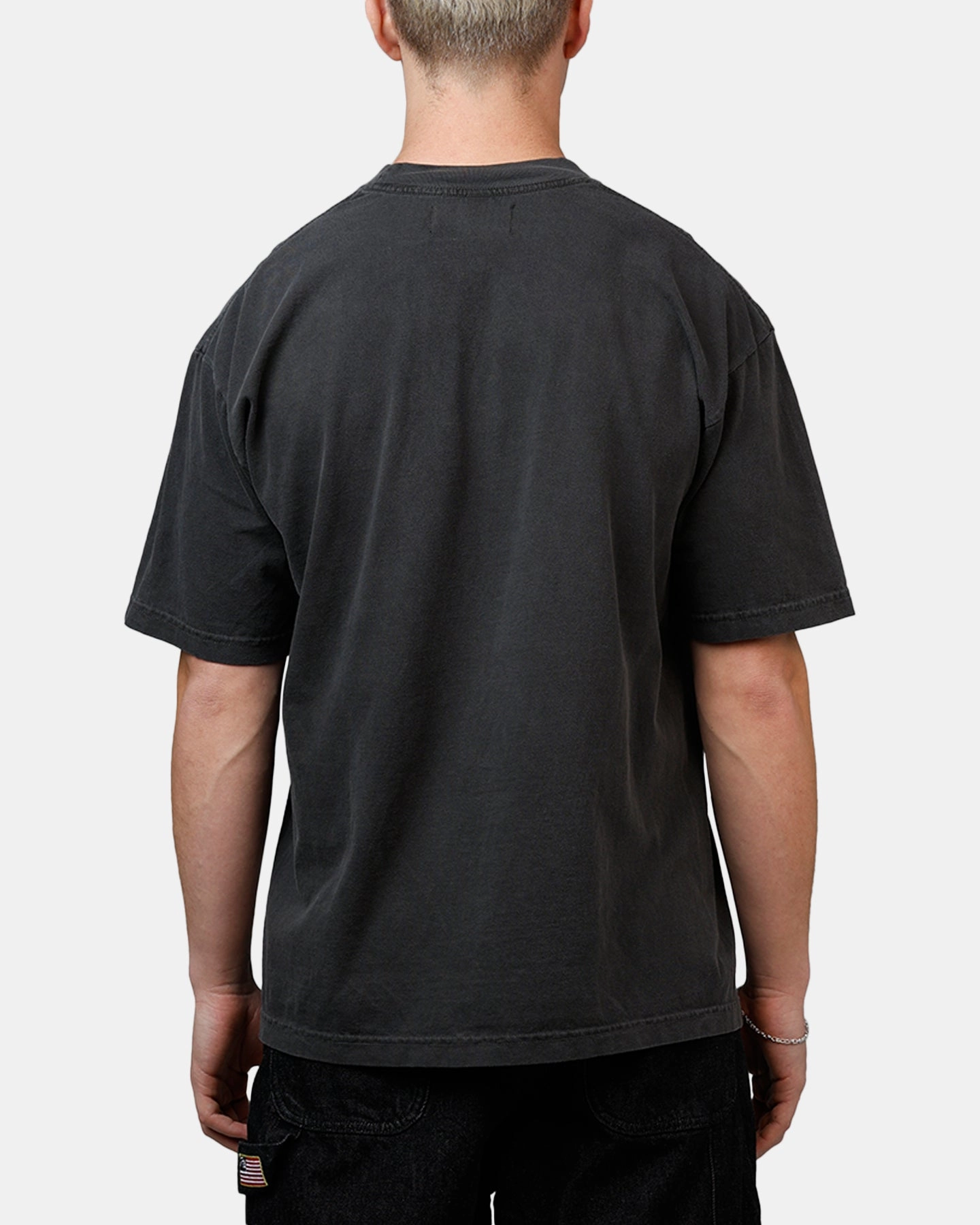 BoxySilhouette SeamlessKnitConstruction Sworn To Us Ride Strong 'Outlaw Spirit' T-Shirt Washed Black