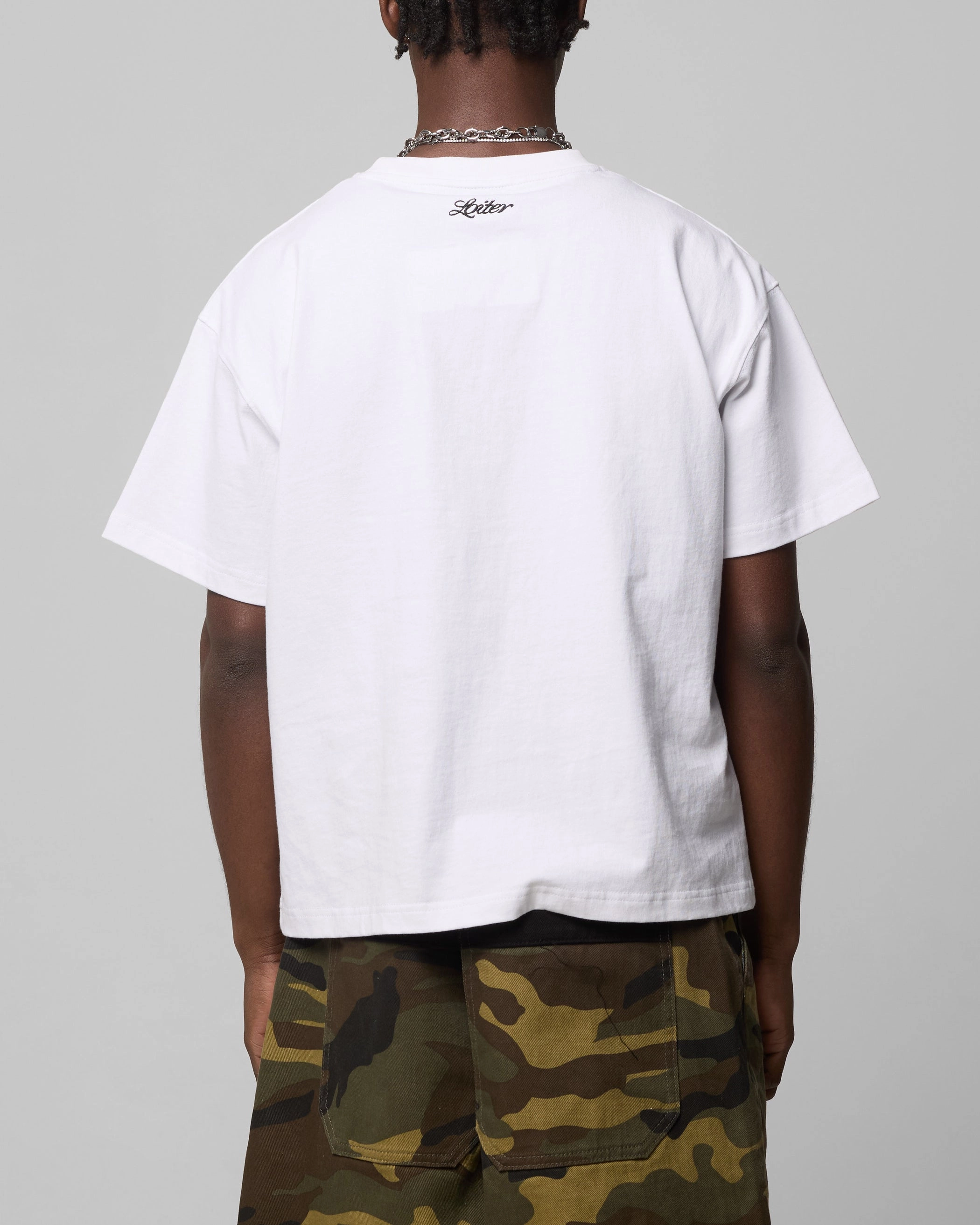 Loiter Boxer Fitted T-Shirt White Reflective Safety Accents