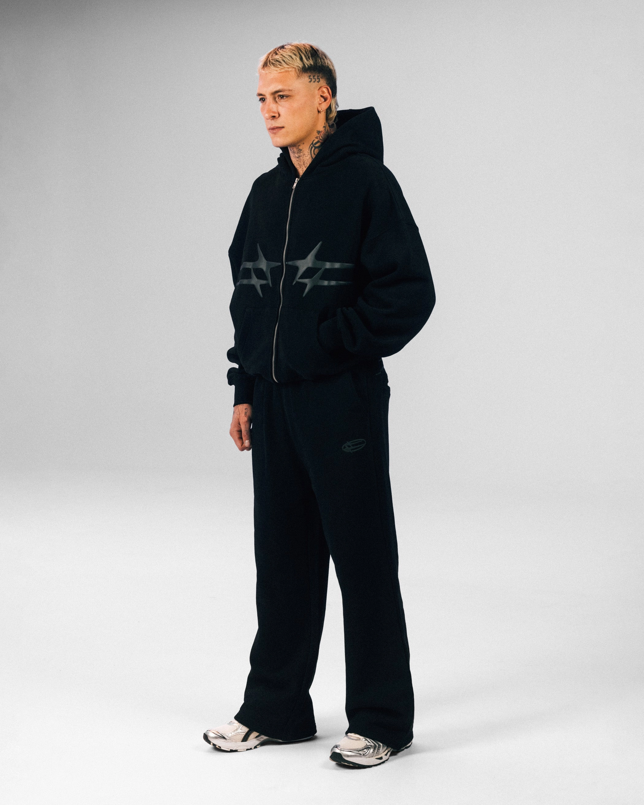 hypoallergenic material ComfortStretch Loiter Celestial Full Zip Hoodie Black