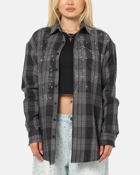 Saint Morta Spray Long Sleeve Flannel Shirt Grey Reinforced Hem Stitching