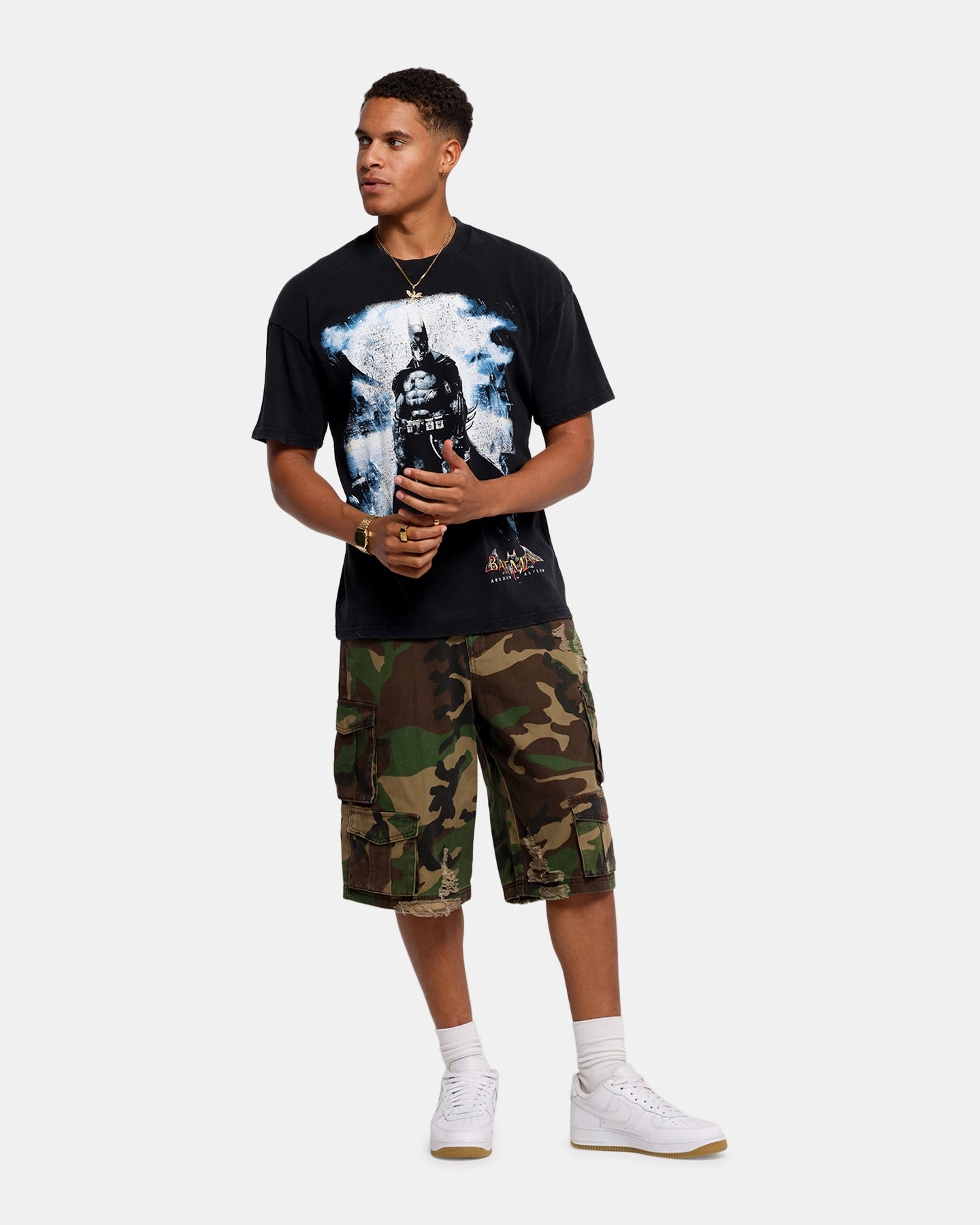 SelfFabric Binding Layered Hem Reinforcement 73 Studio X DC Batman Arkham Asylum Vintage T-Shirt Black