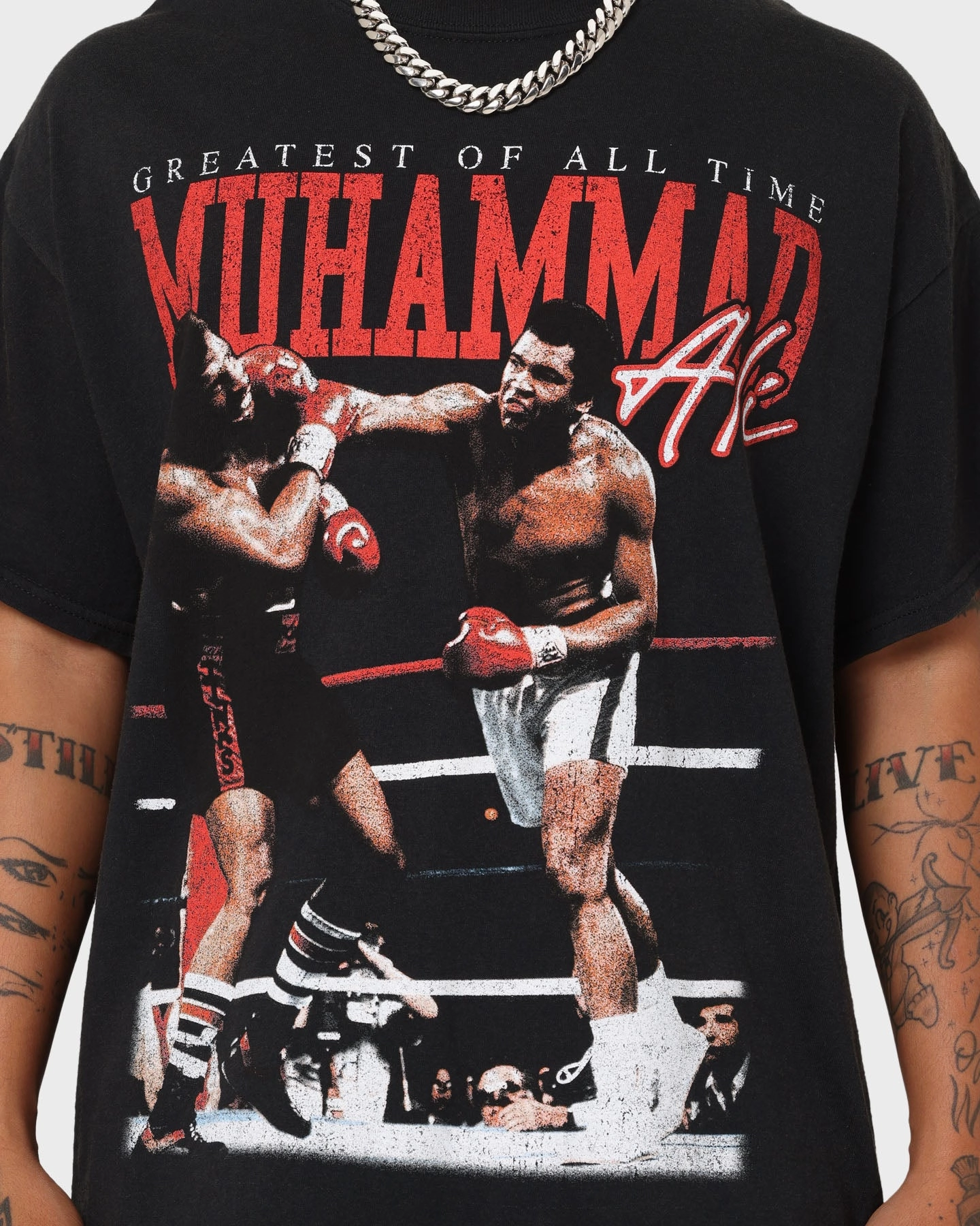 OdorControl Technology Active Blouse Goat Crew X Muhammad Ali Knock Out T-Shirt Black Wash