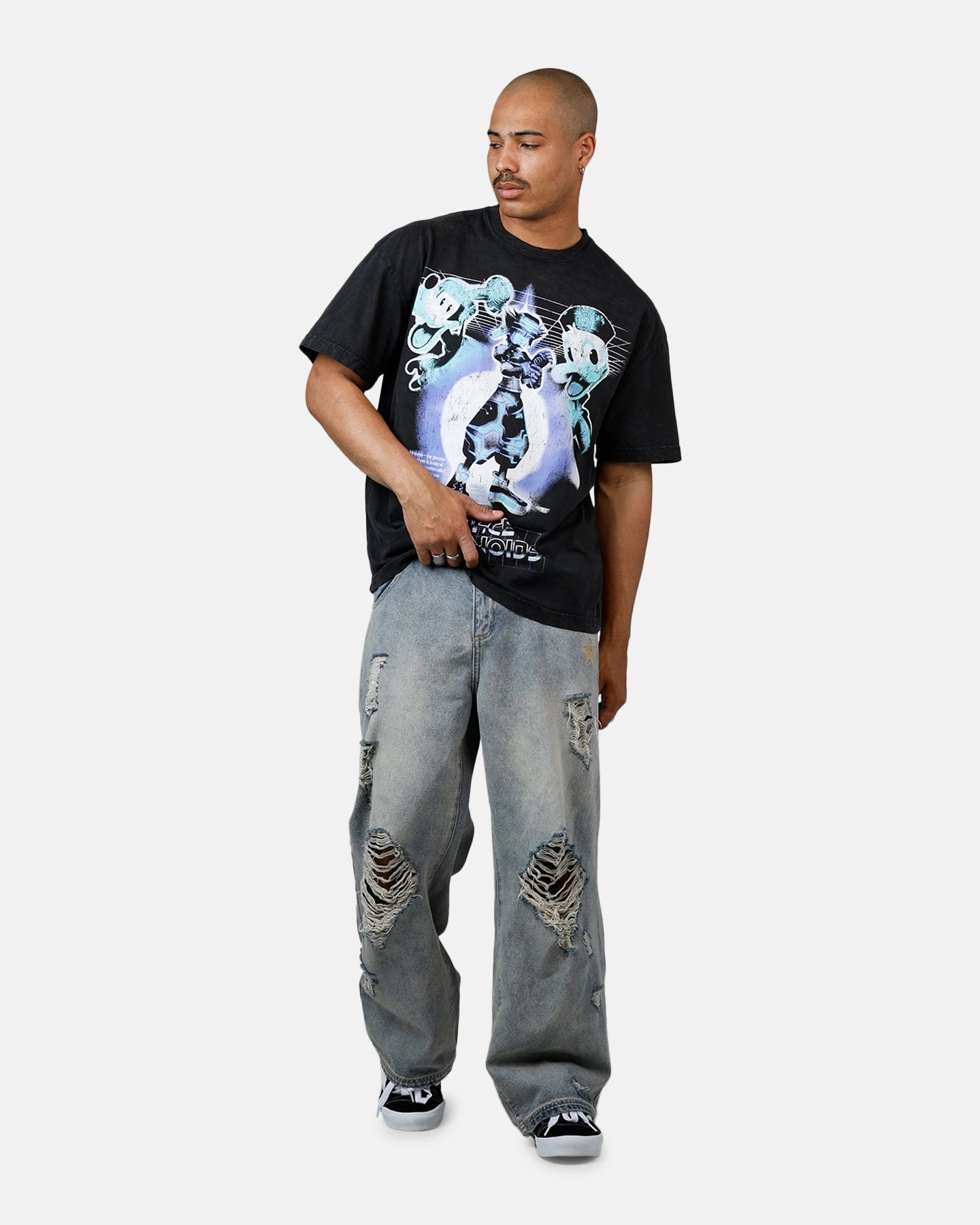 Goat Crew Disney Kingdom Hearts Space Paranoids Heavyweight T-Shirt Black Acidwash PocketDetails