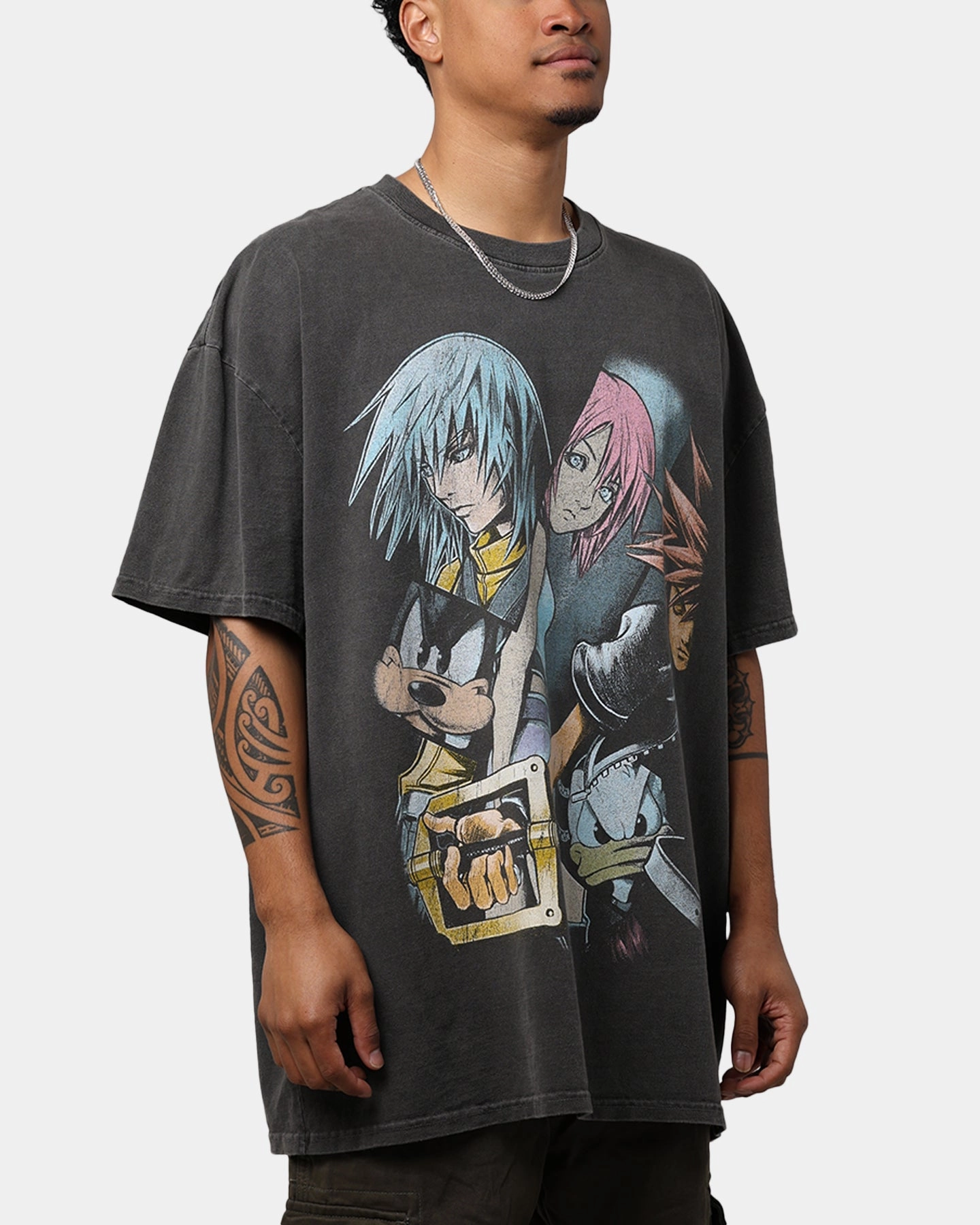 Vintage Goat Crew X Kingdom Hearts Poster T-Shirt Black Wash QuickDryTech Soft Blended Fabric