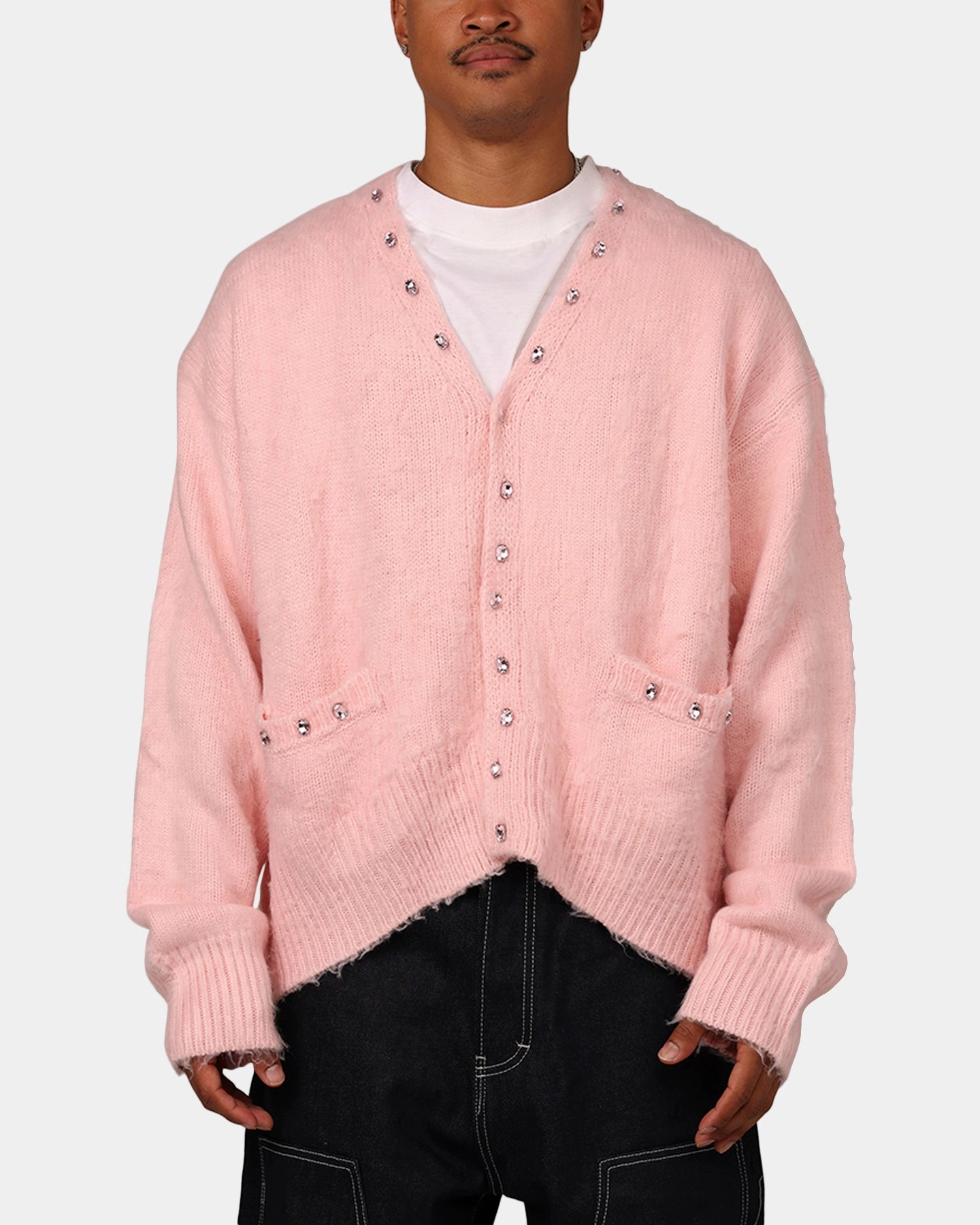MNML Sky Jewelled Cardigan Sweater Pink Antibacterial