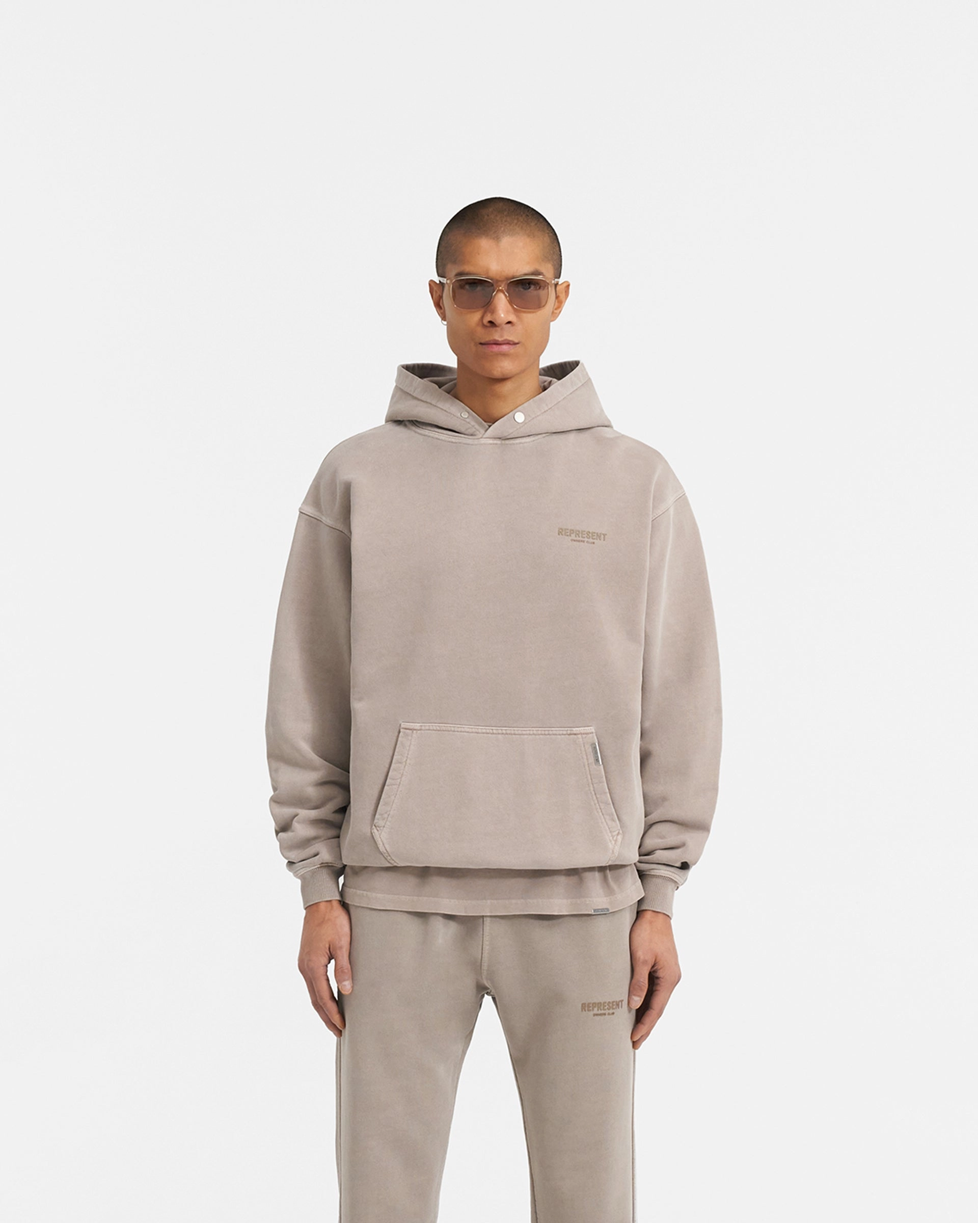 Represent Owners Club Hoodie - Mushroom Stretch Material