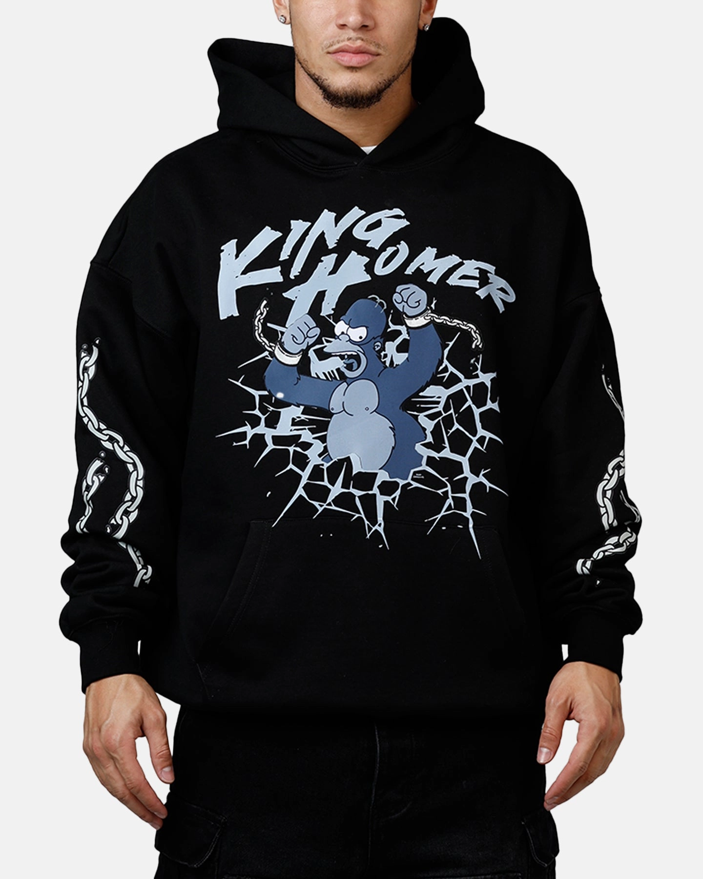 Relaxed Crew Neck Opening NonFadeFinish Freeze Max The Simpsons 'The Simpson Treehouse Of Horror' King Homer Hoodie Black