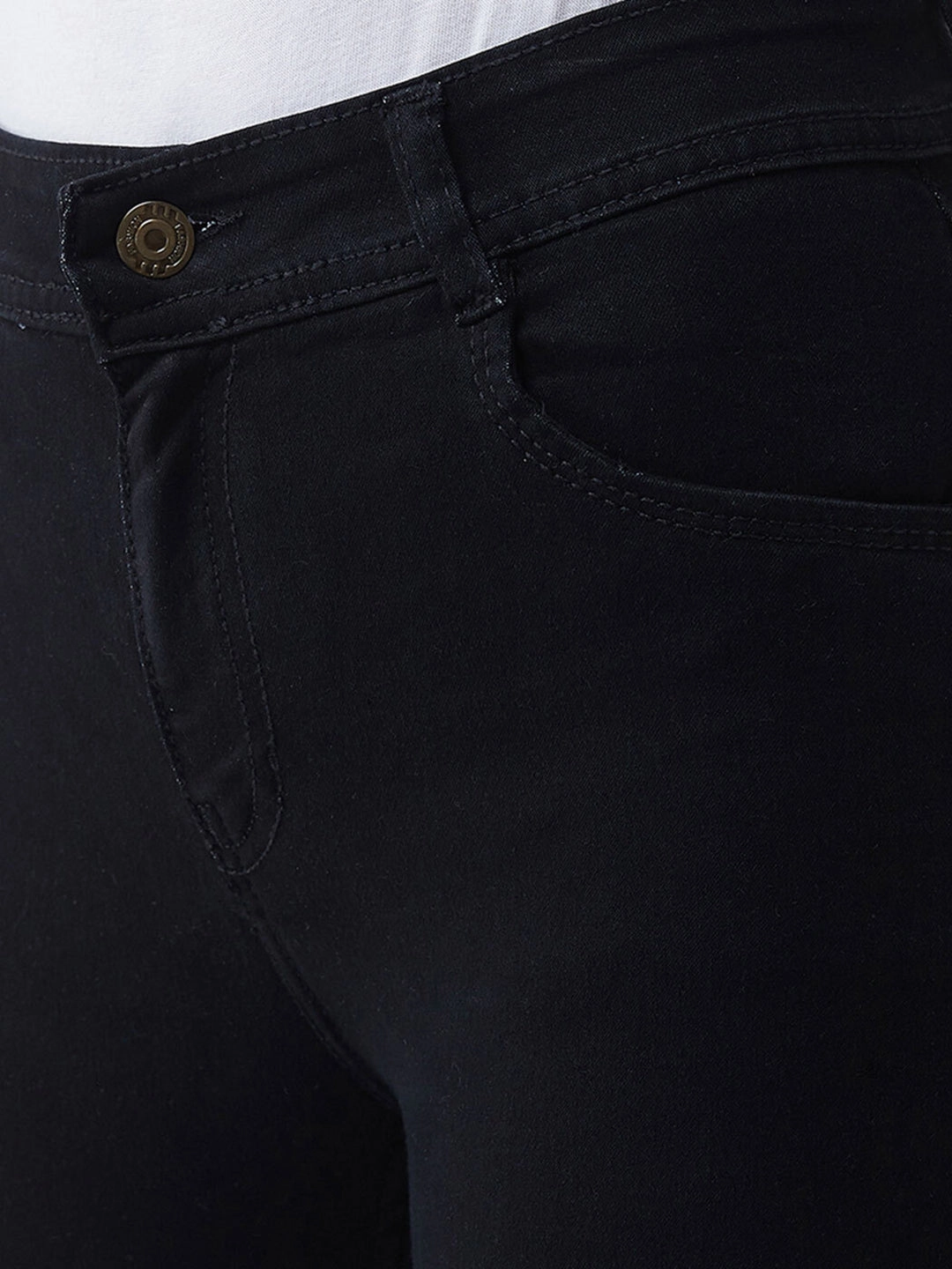 24/7 Comfort Black Slim-Fit High-Rise Cropped-Length Stretchable Denim Jeans Loose Textured Travel Outfit